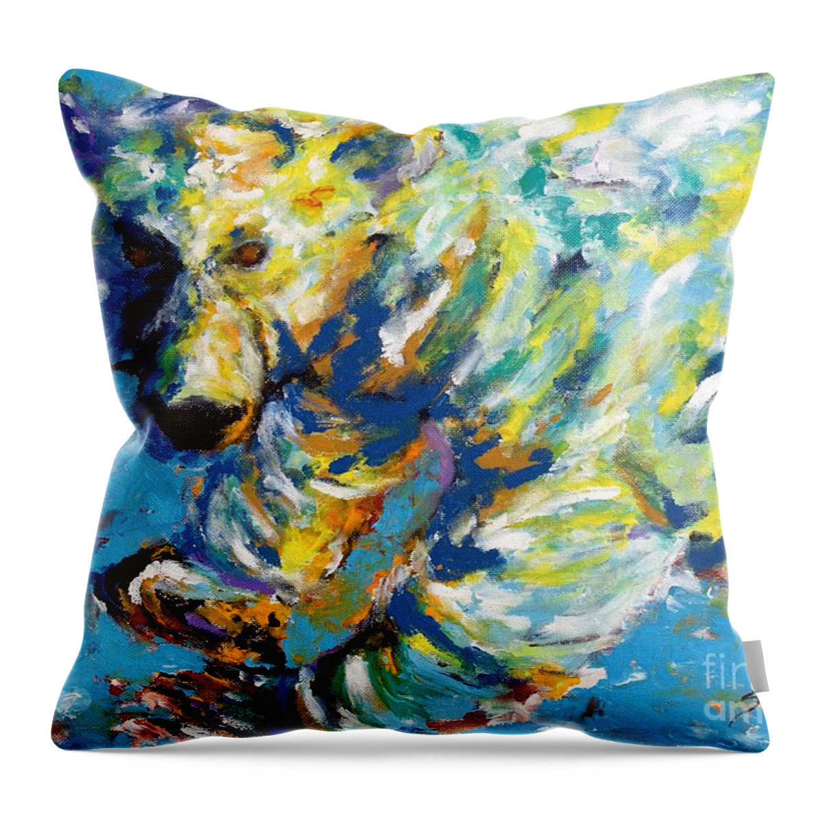 Polar Bear Throw Pillow featuring the painting Polar Bear by Lidija Ivanek - SiLa