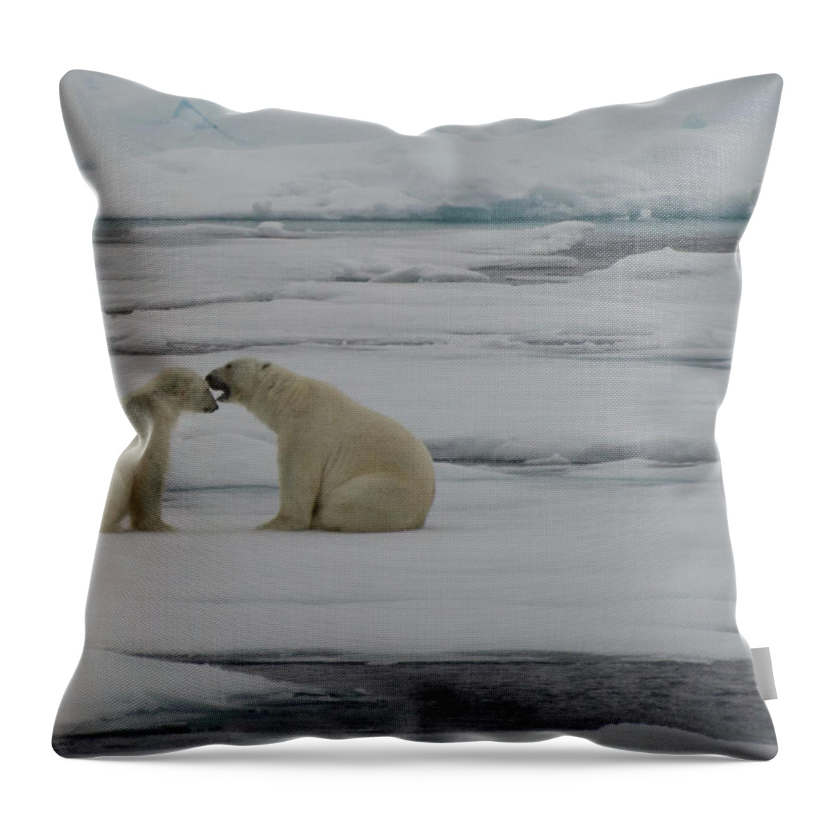 Svalbard Islands Throw Pillow featuring the photograph Polar Bear Whispering I Love You by Tim Melling