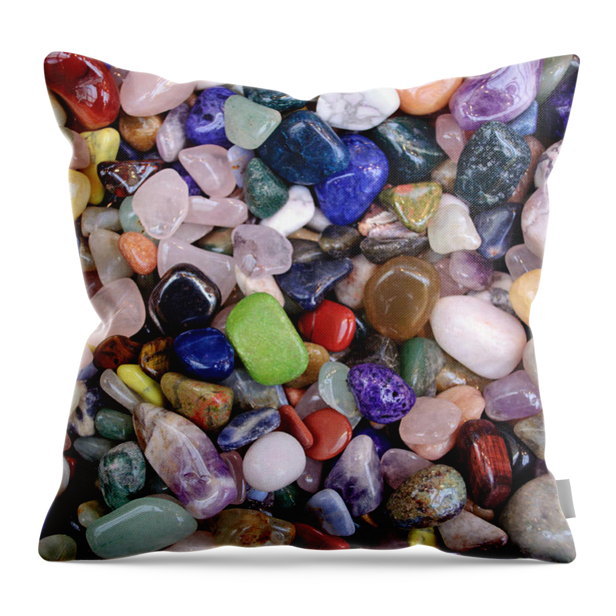 Gem Throw Pillow featuring the photograph Polished Gemstones by Tikvah's Hope