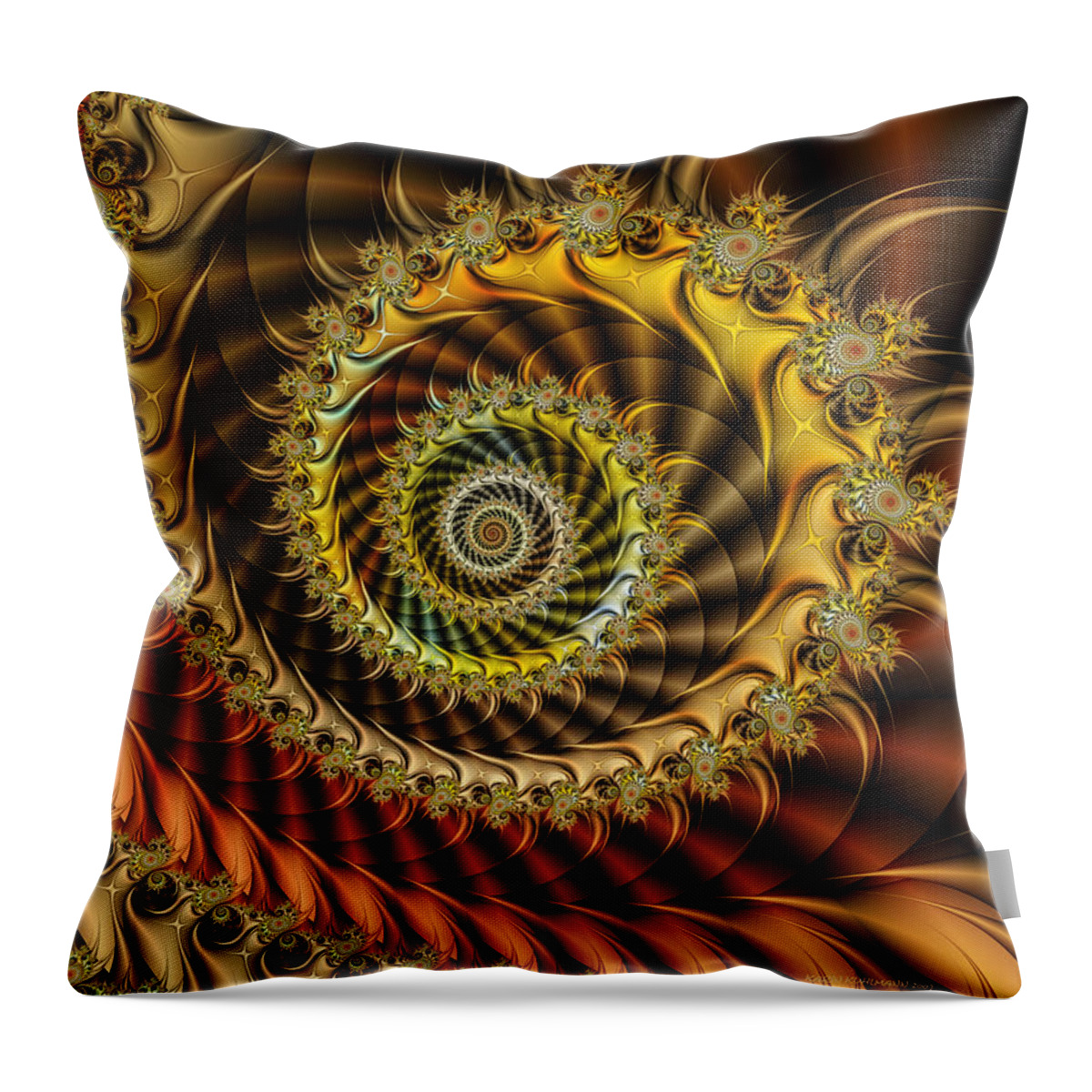 Fractal Throw Pillow featuring the digital art Polished Spiral by Karin Kuhlmann