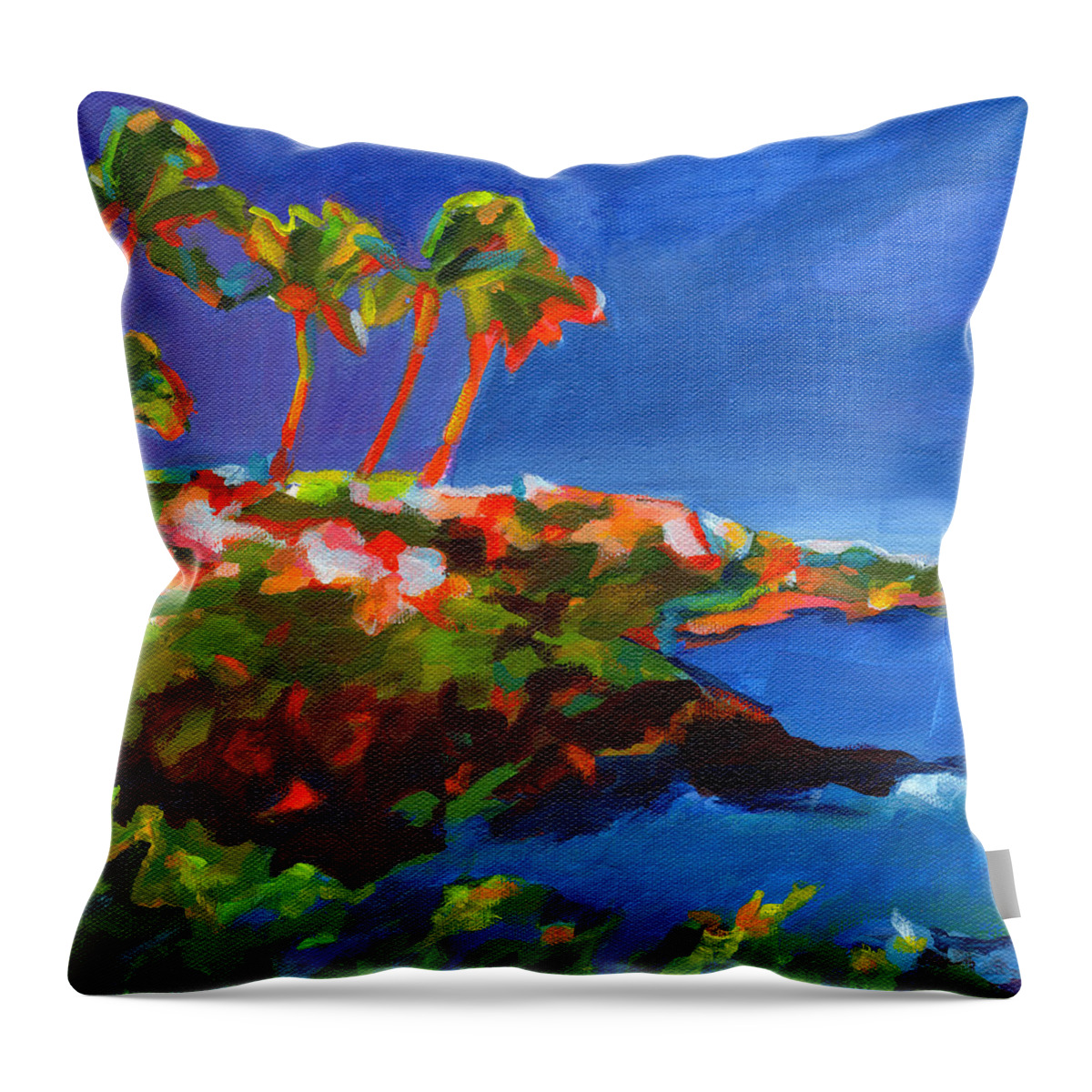 Tanya Filichkin Throw Pillow featuring the painting Polo Beach. Maui by Tanya Filichkin