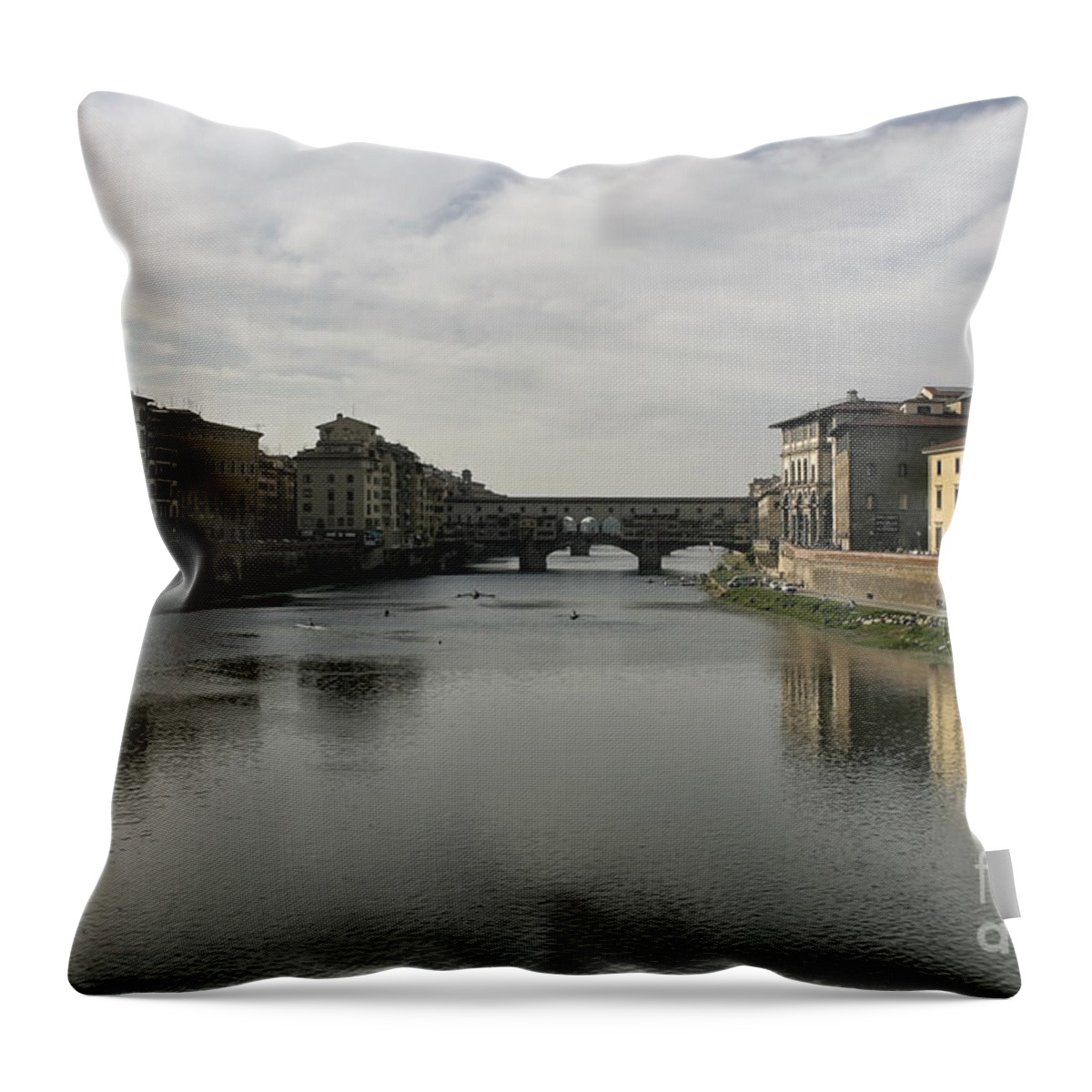 Ancient Throw Pillow featuring the photograph Ponte Vecchio by Belinda Greb