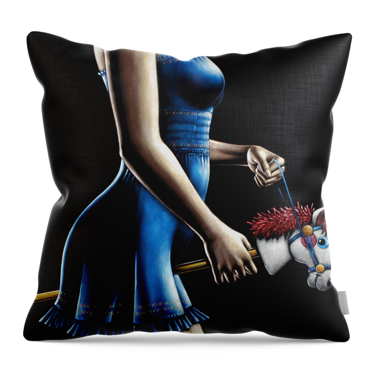 Girl Throw Pillow featuring the painting Ponygirl by Glenn Pollard