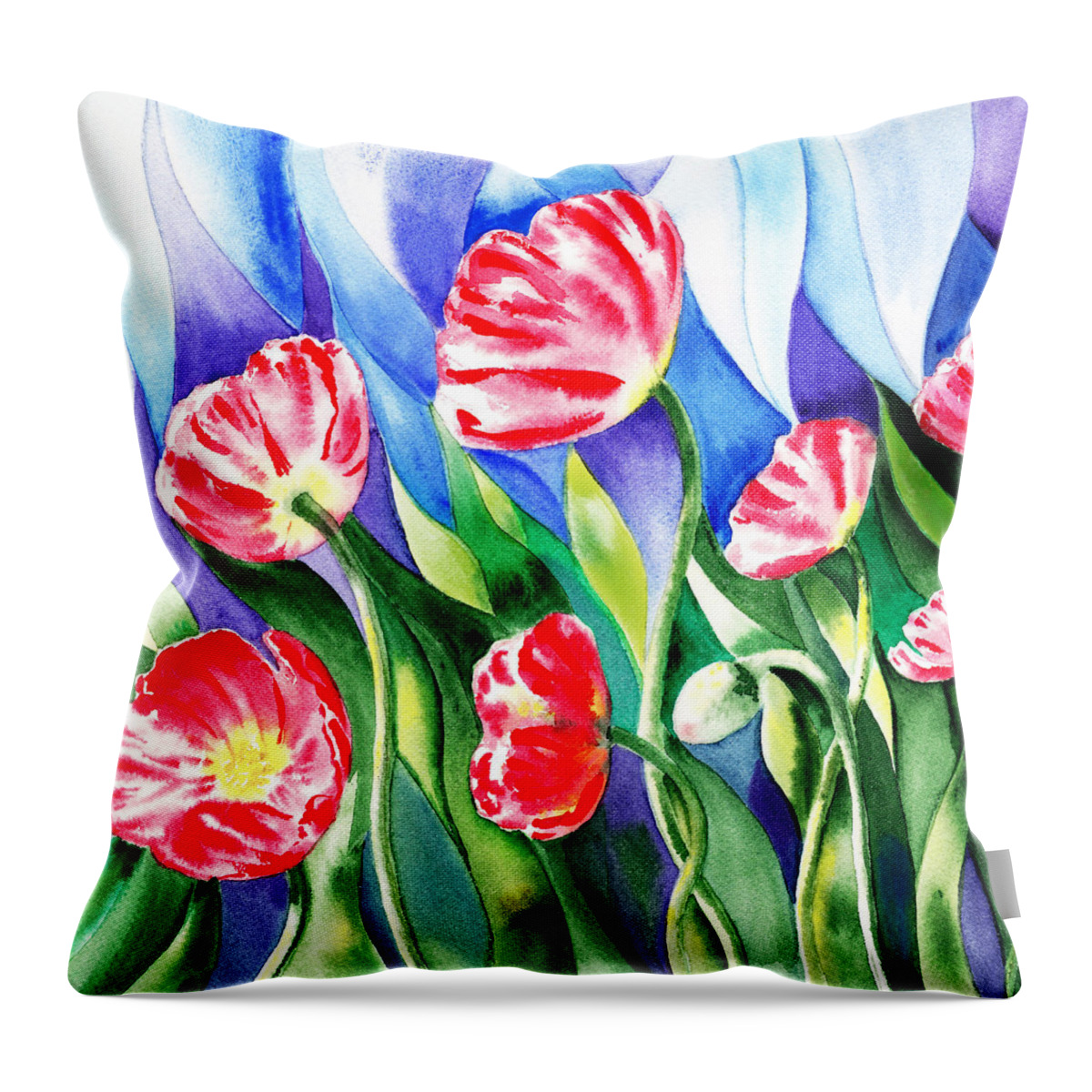 Red Throw Pillow featuring the painting Poppies Field Square Quilt by Irina Sztukowski
