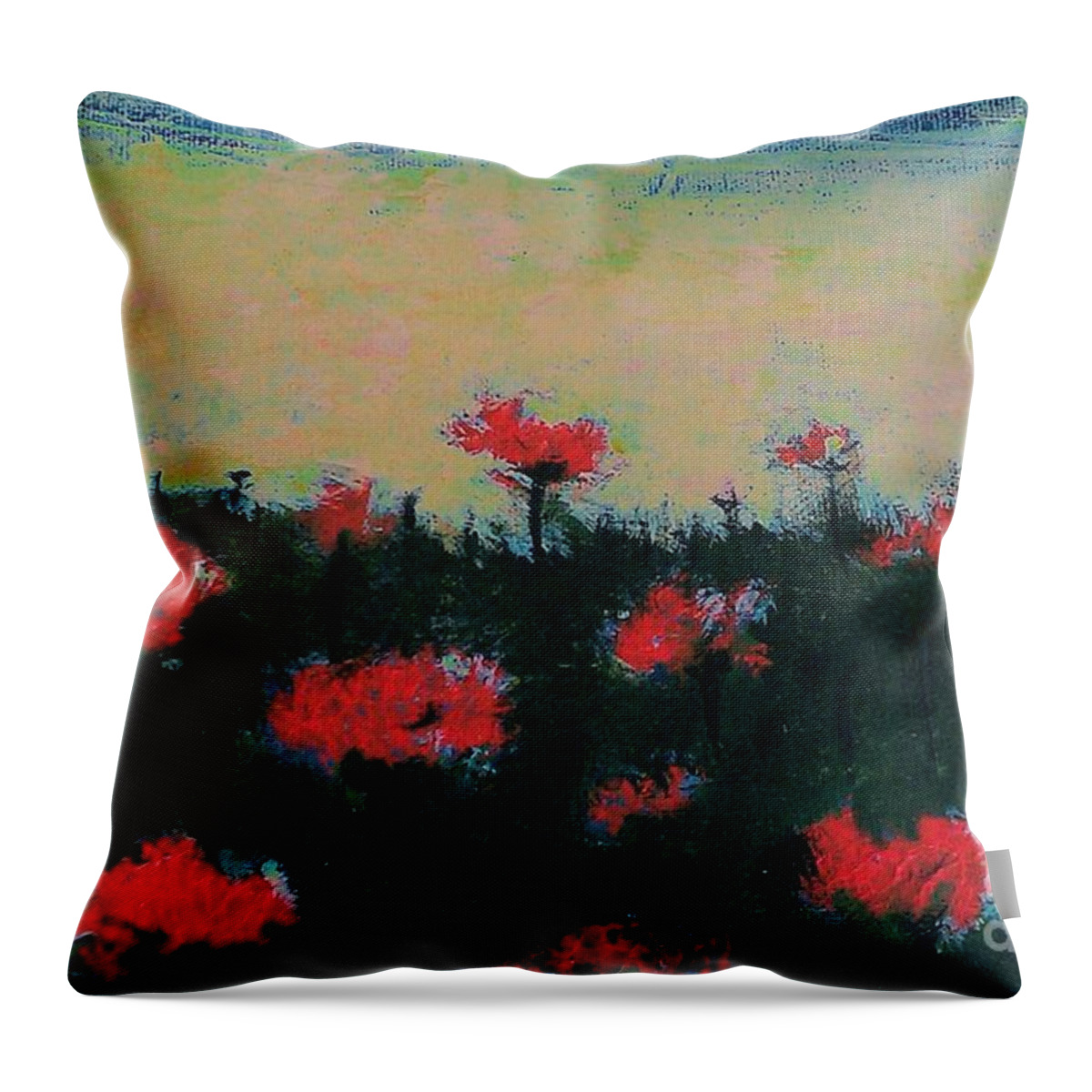 Poppy Throw Pillow featuring the painting Poppy Field by Jacqueline McReynolds