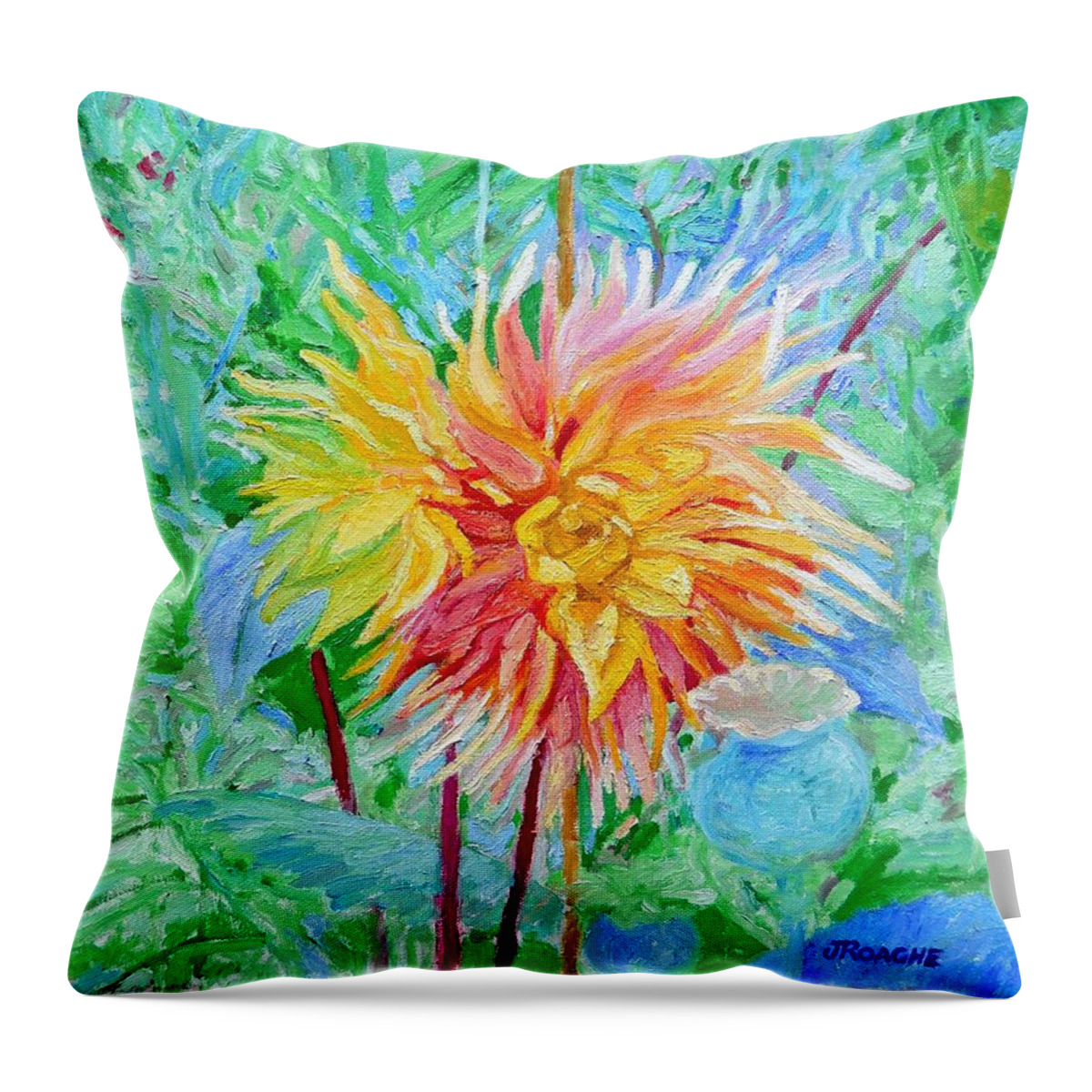 Flower Throw Pillow featuring the painting Poppy by Joe Roache