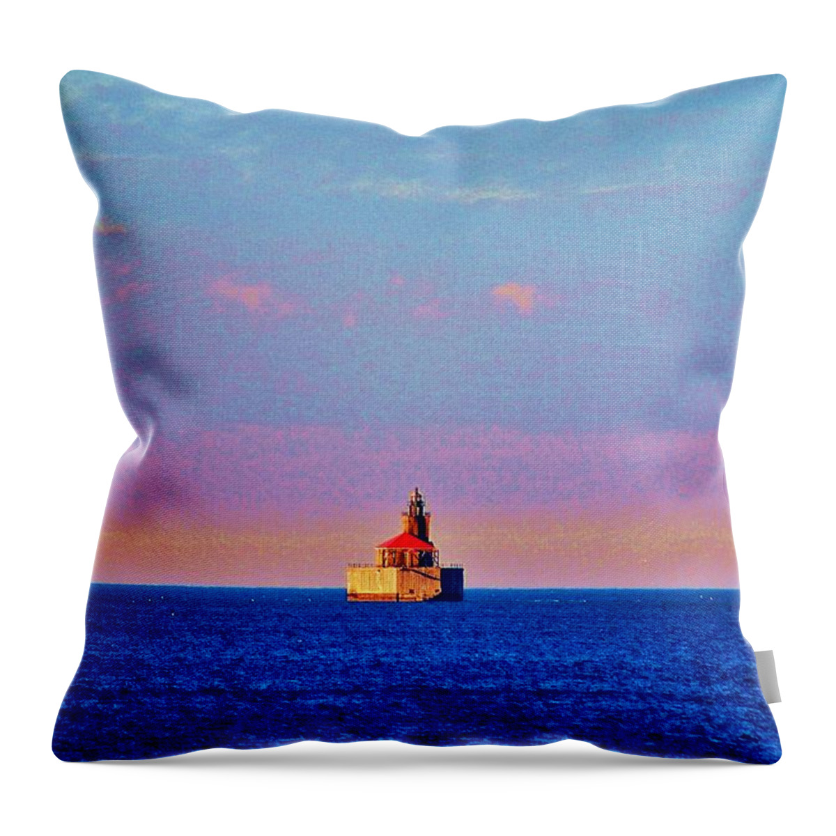 Lighthouse Throw Pillow featuring the photograph Port Austin Reef Light by Daniel Thompson