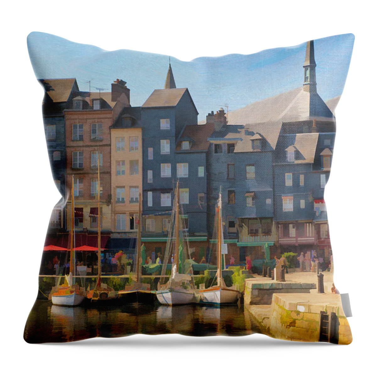France Throw Pillow featuring the photograph Port d'Honfleur by Jean-Pierre Ducondi