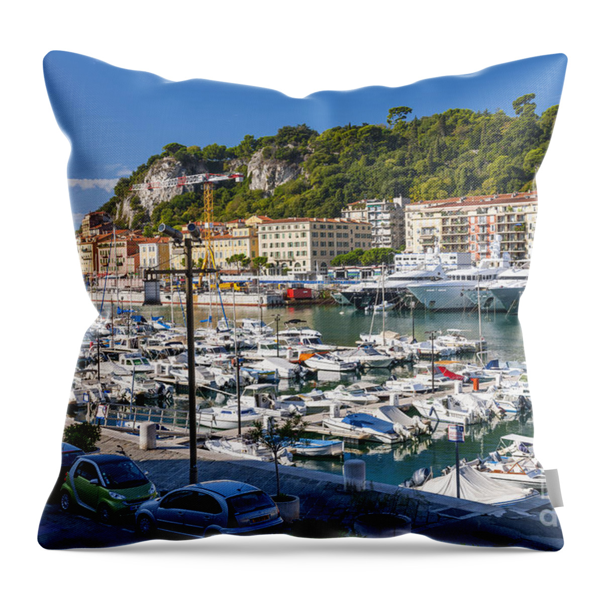 Port Throw Pillow featuring the photograph Port of Nice in France by Elena Elisseeva