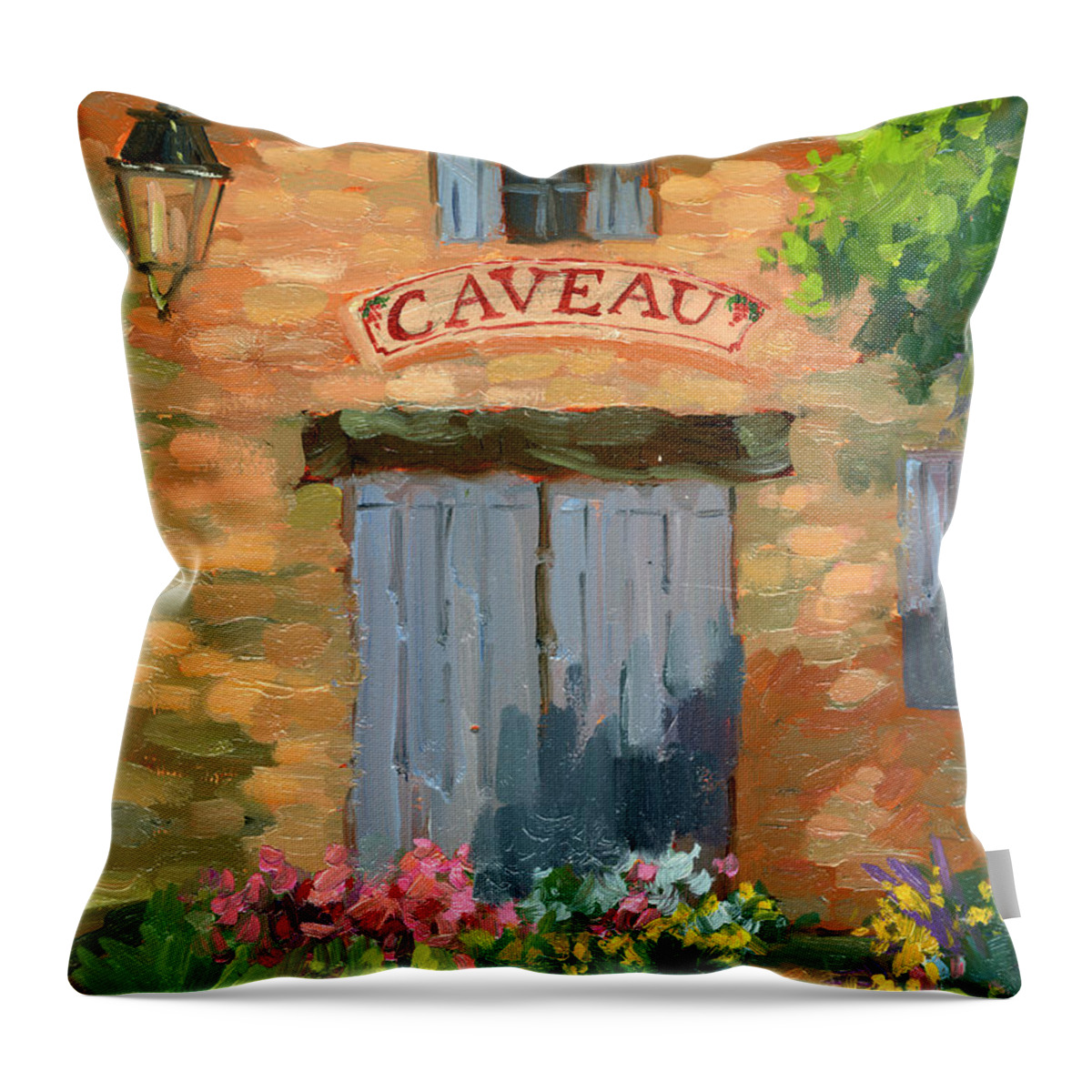 Portes Des Caveau Throw Pillow featuring the painting Portes Des Caveau by Diane McClary