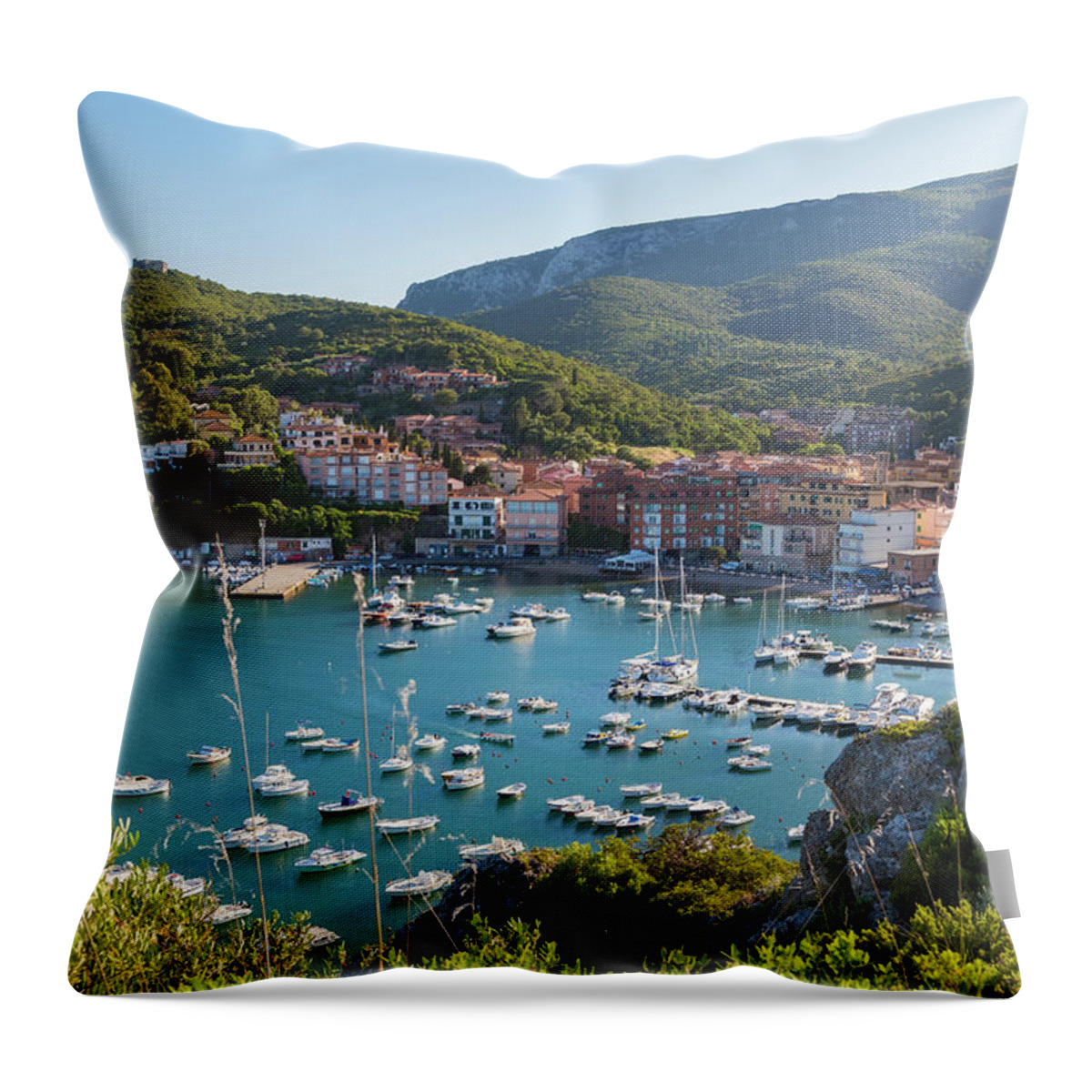 Sailboat Throw Pillow featuring the photograph Porto Ercole, Argentario Peninsula by Peter Adams