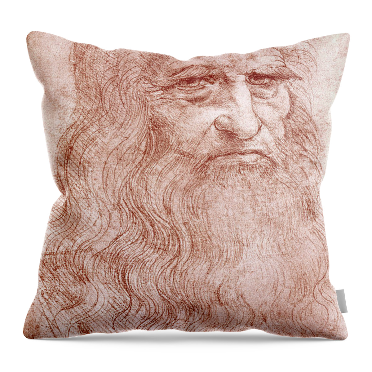 Old Throw Pillow featuring the painting Portrait of a Bearded Man by Leonardo da Vinci