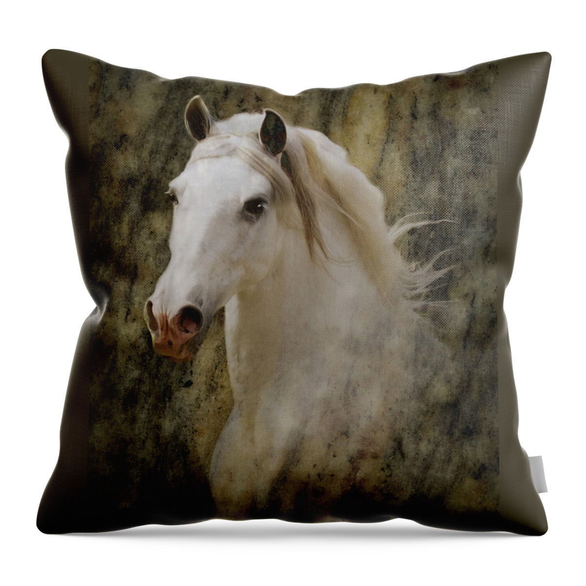 Andalusian Horses Throw Pillow featuring the photograph Portrait of a Horse God by Melinda Hughes-Berland