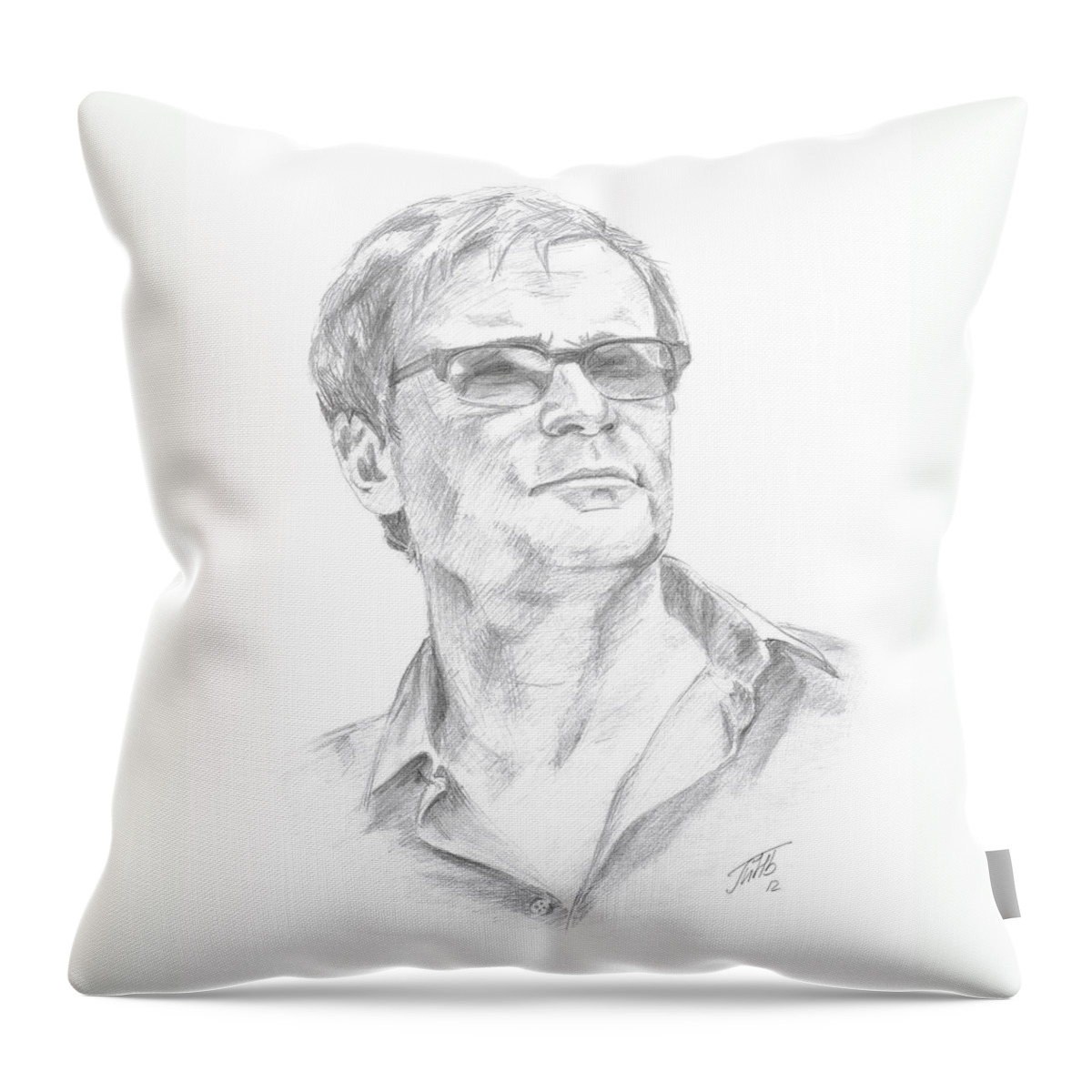 Man Throw Pillow featuring the drawing Portrait of a Man by Masha Batkova
