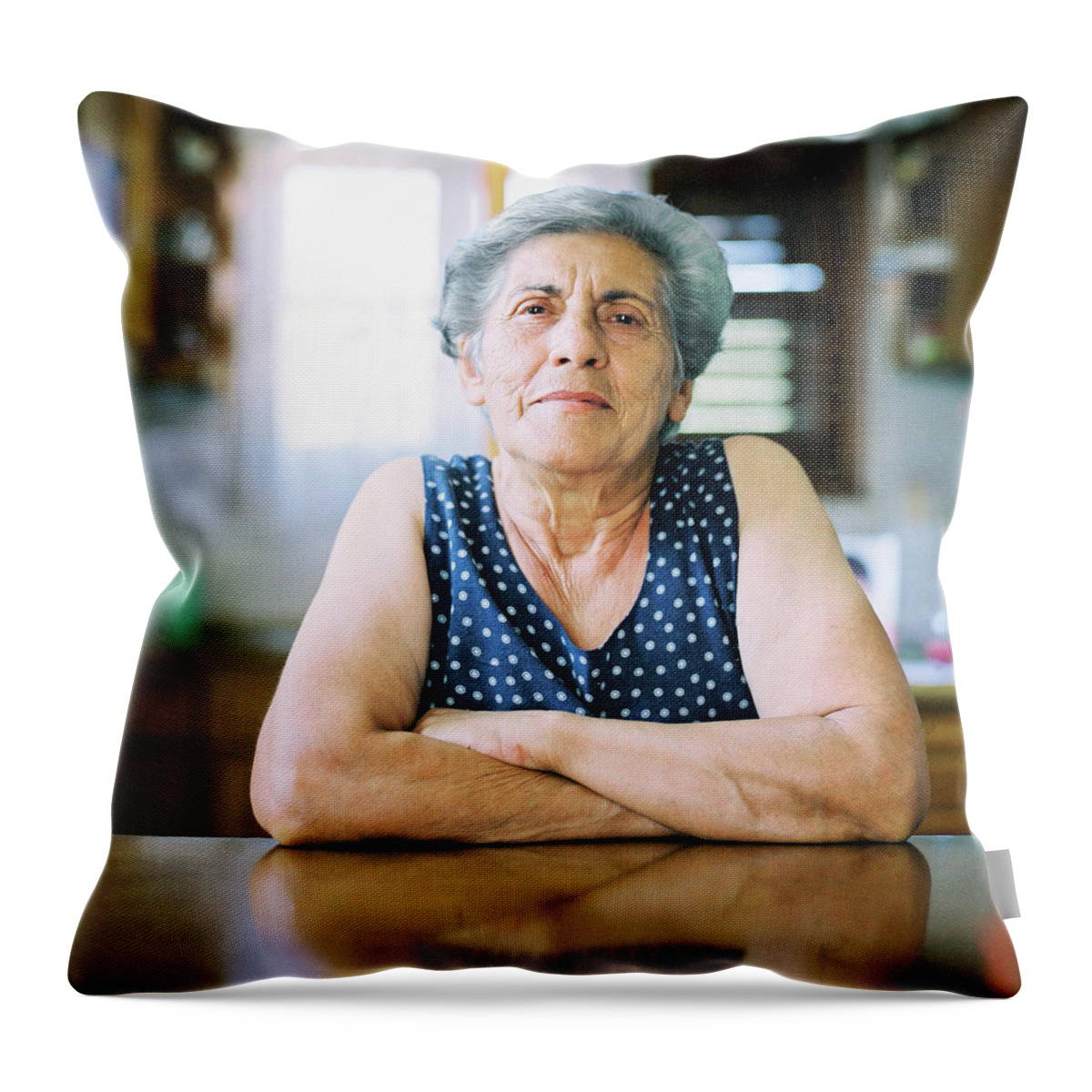 People Throw Pillow featuring the photograph Portrait Of A Senior Woman by Thanasis Zovoilis