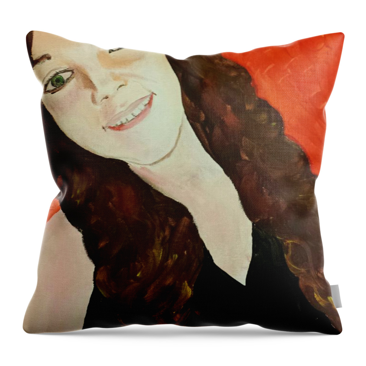 Portrait Throw Pillow featuring the painting Ptg. Portrait of a Teenager by Judy Via-Wolff