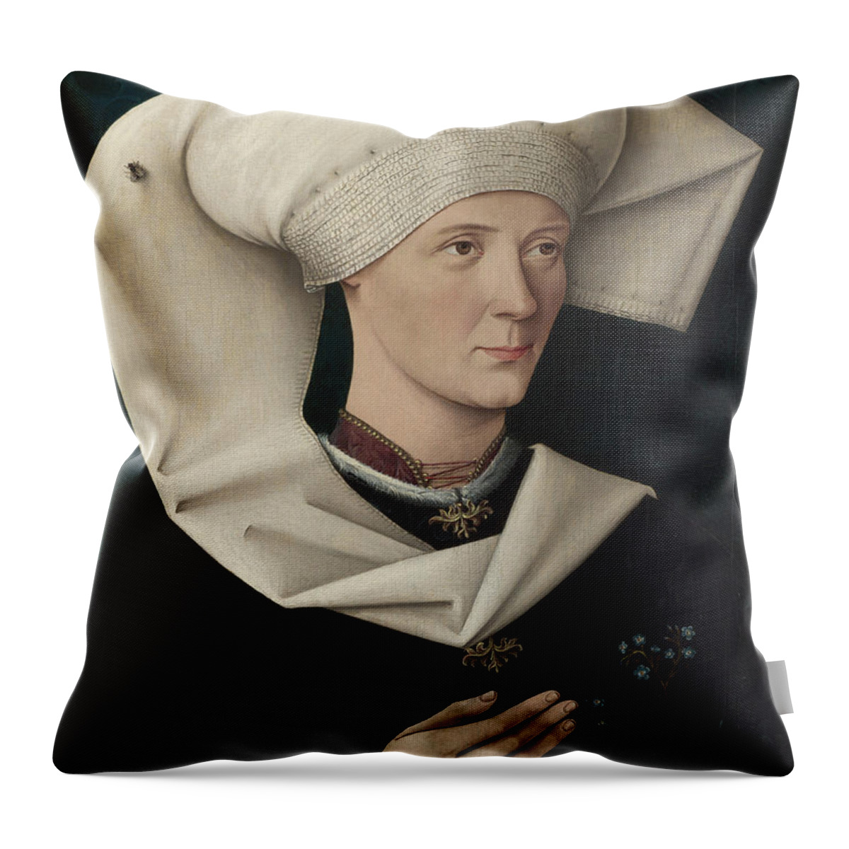 Swabian Throw Pillow featuring the painting Portrait of a Woman of the Hofer Family by Swabian