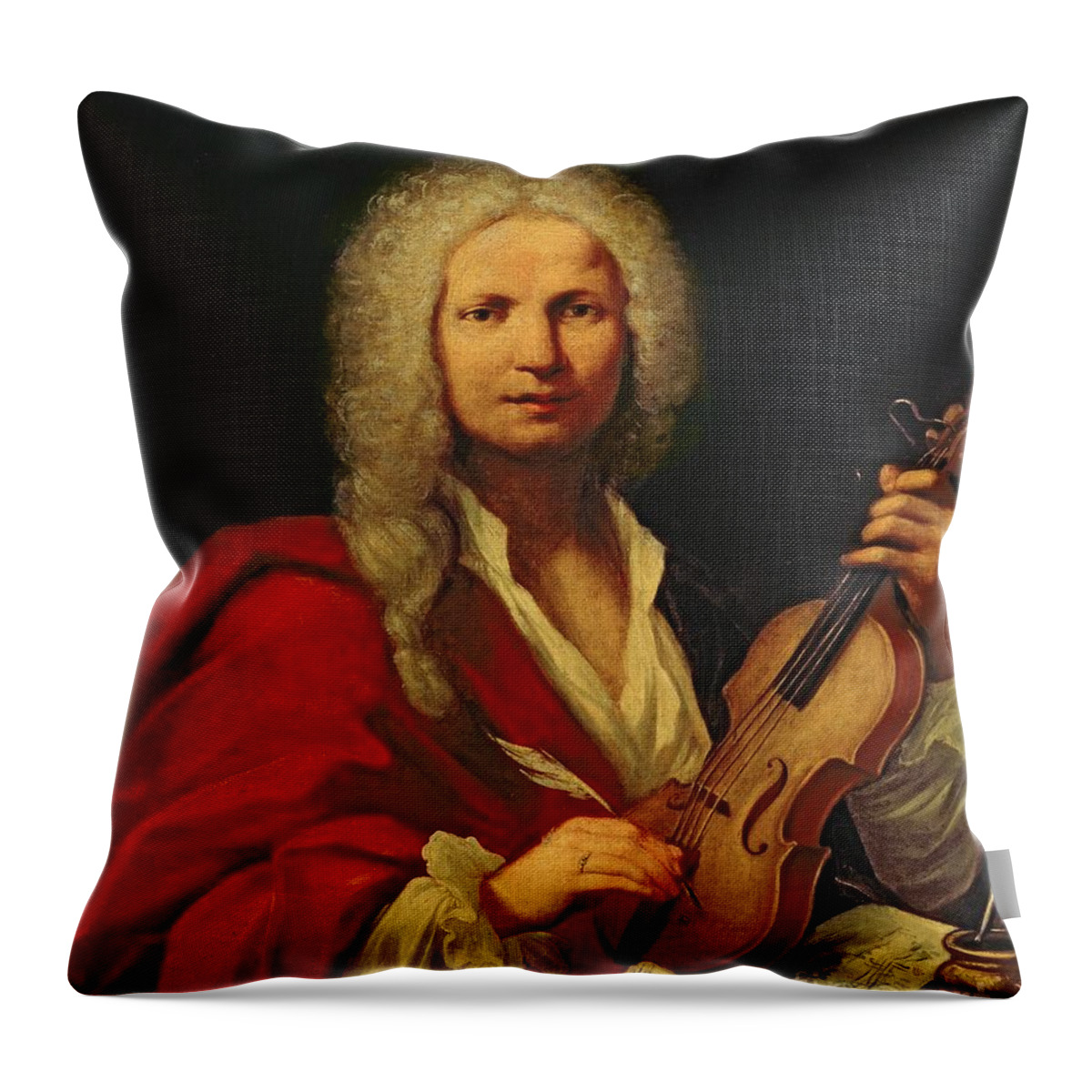 Italian Composer Throw Pillow featuring the painting Portrait of Antonio Vivaldi by Italian School
