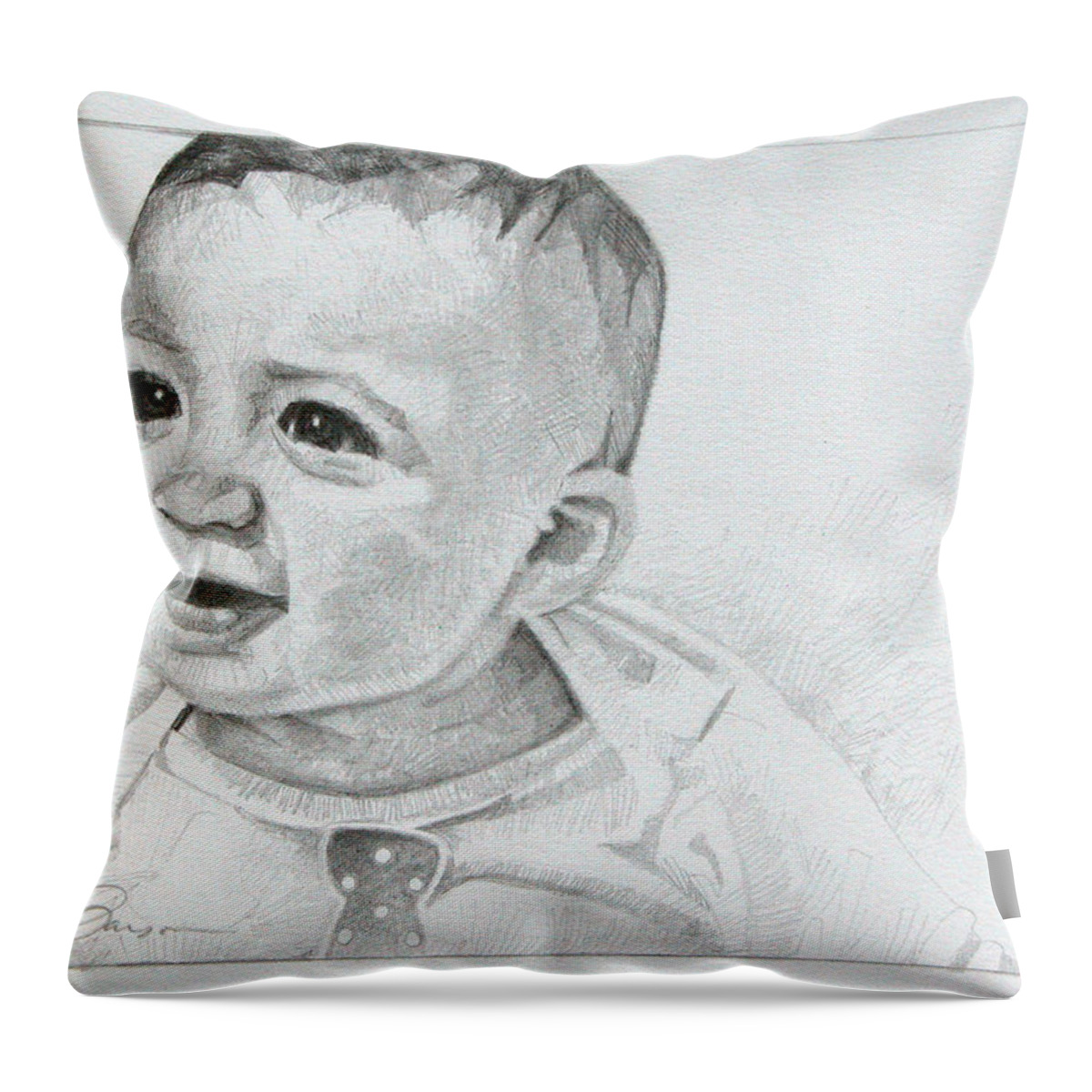 Portrait Throw Pillow featuring the drawing Portrait of Ben pencil drawing by T S Carson
