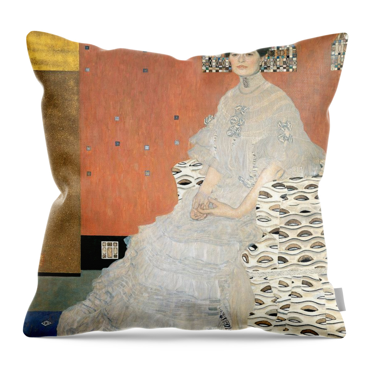 Gustav Klimt Throw Pillow featuring the painting Portrait Of Fritza Riedler by Gustav Klimt