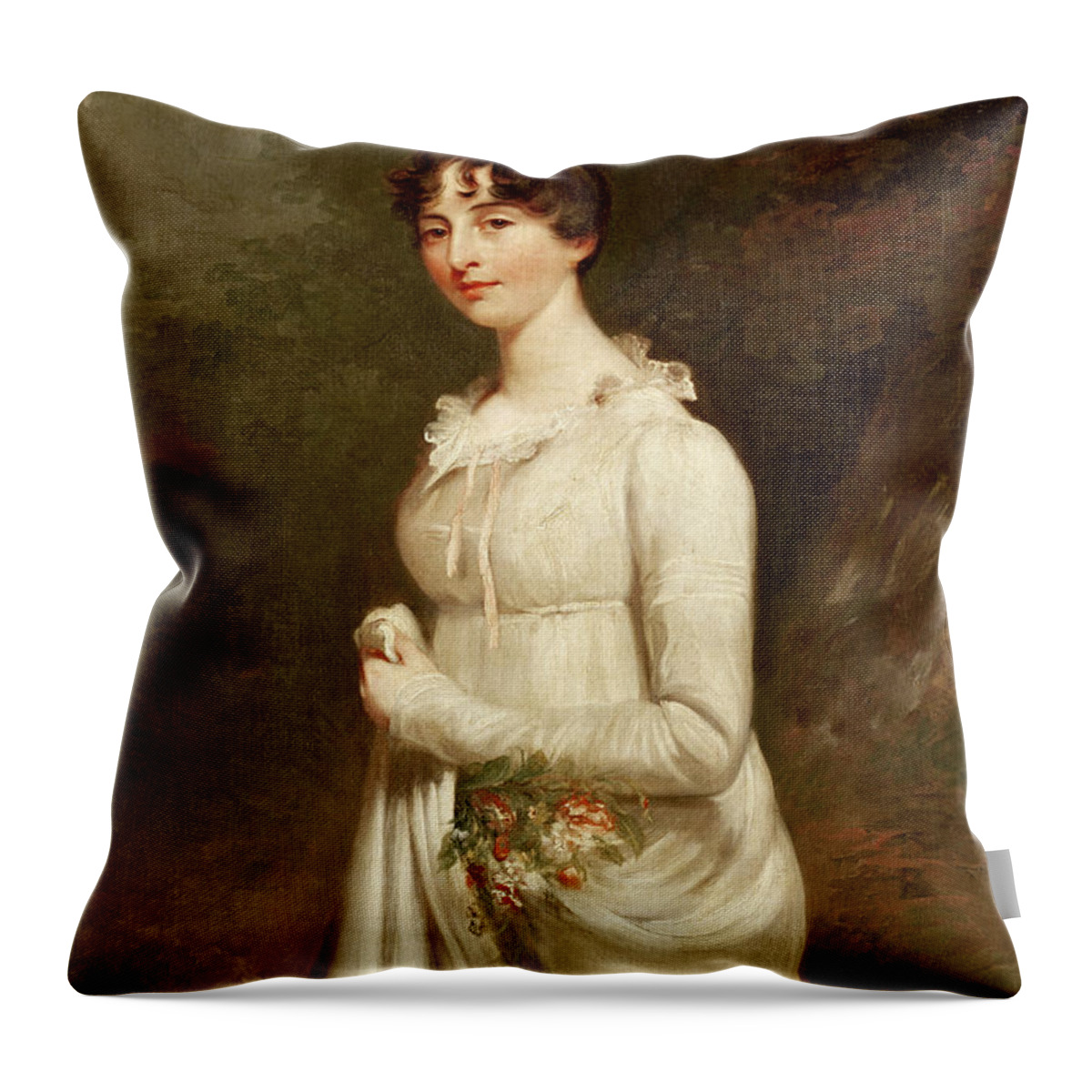 Female Throw Pillow featuring the painting Portrait Of Marcia B Fox by William Beechey