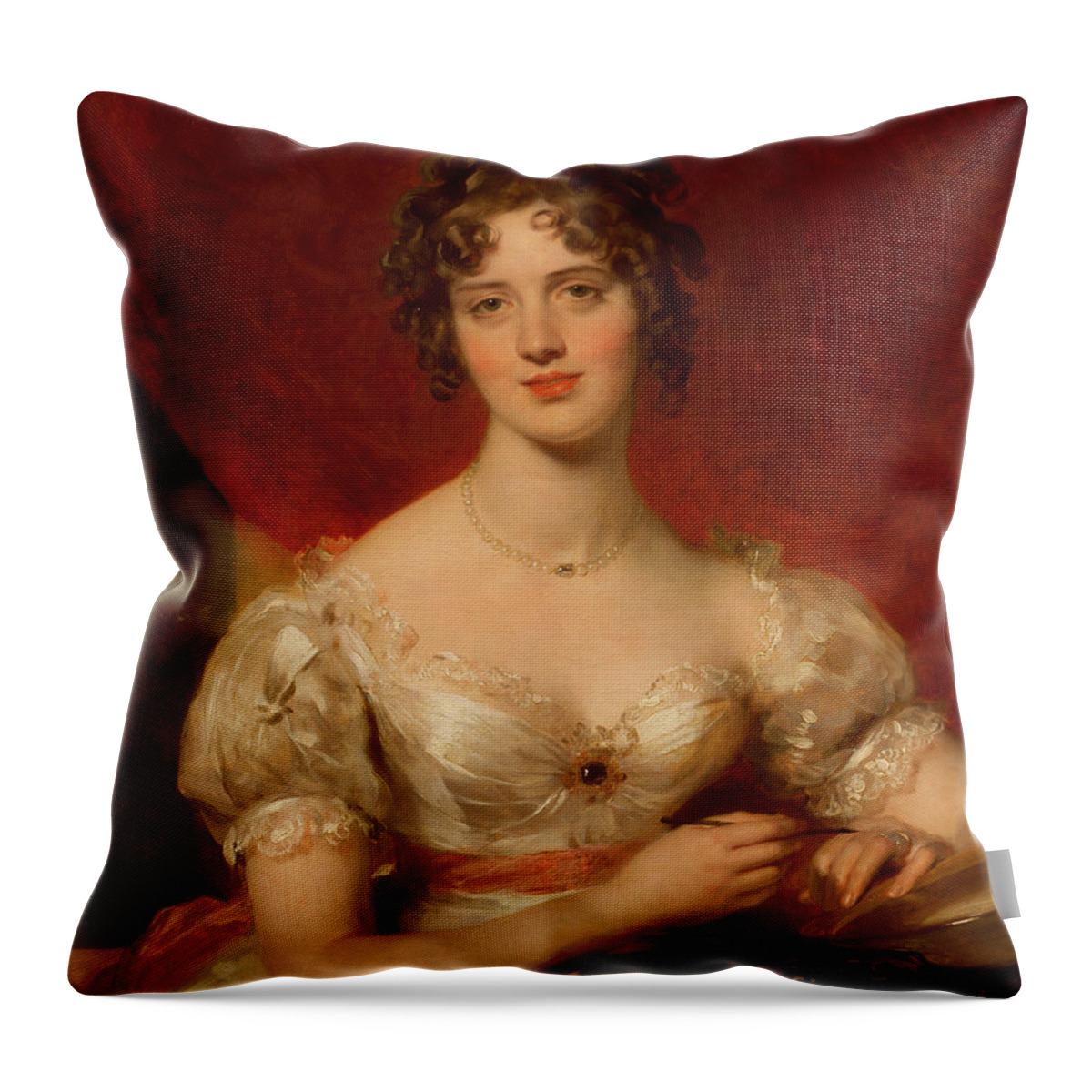 Portrait Of Mary Anne Bloxam Throw Pillow featuring the painting Portrait of Mary Anne Bloxam by Thomas Lawrence