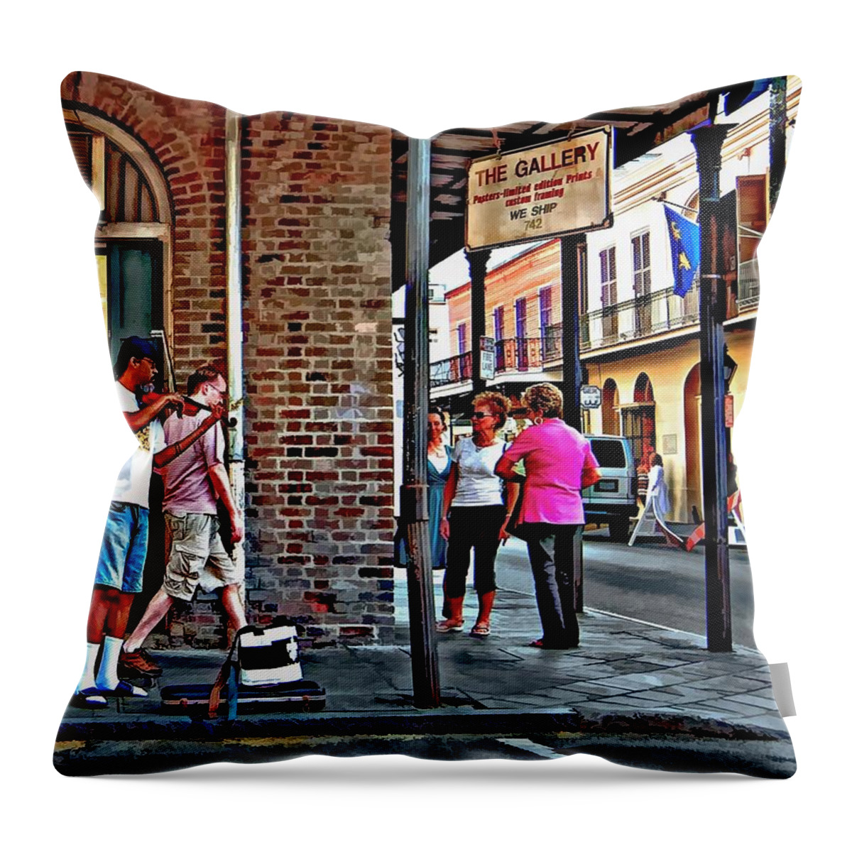  New Orleans Throw Pillow featuring the photograph Portrait of the Street Musician by Steve Harrington