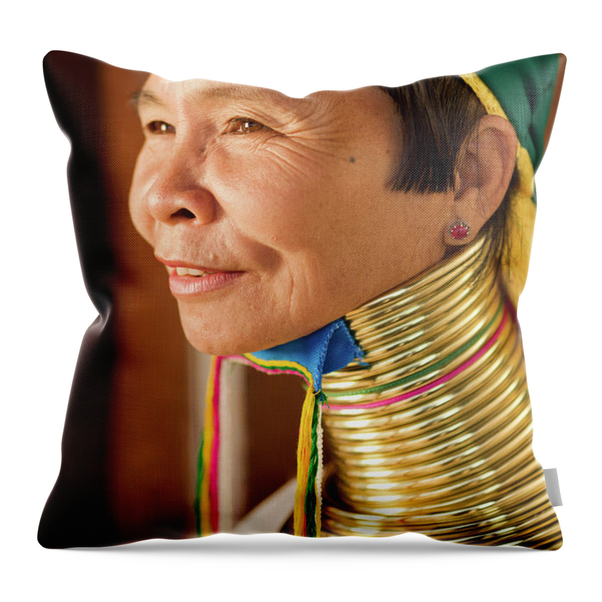 People Throw Pillow featuring the photograph Portrait Of Woman From Long Neck by Hadynyah
