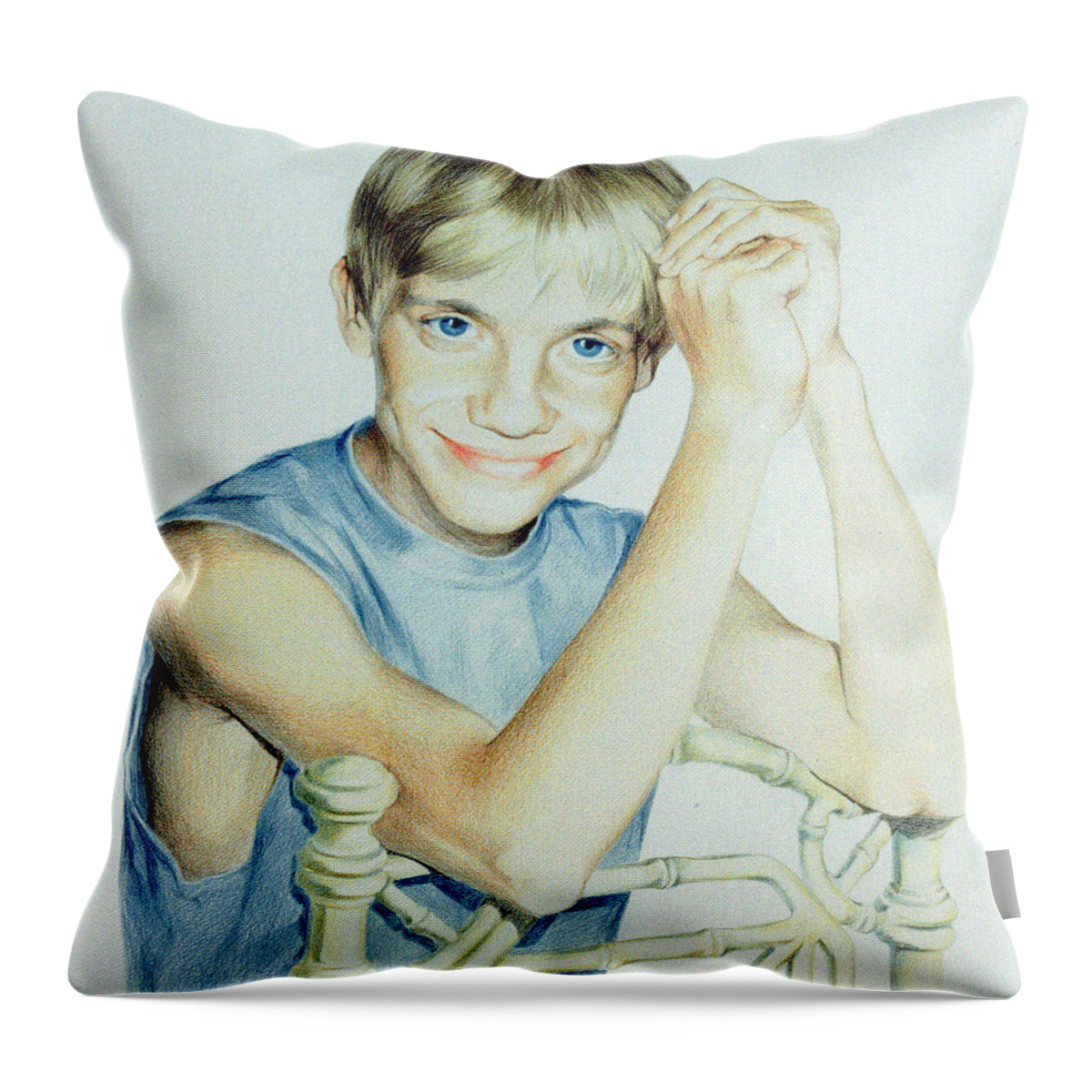  Throw Pillow featuring the drawing Portrait of Yury by Alena Nikifarava