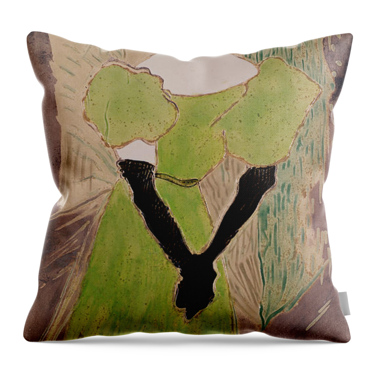 Female Throw Pillow featuring the painting Portrait Of Yvette Guilbert by Henri de Toulouse-Lautrec