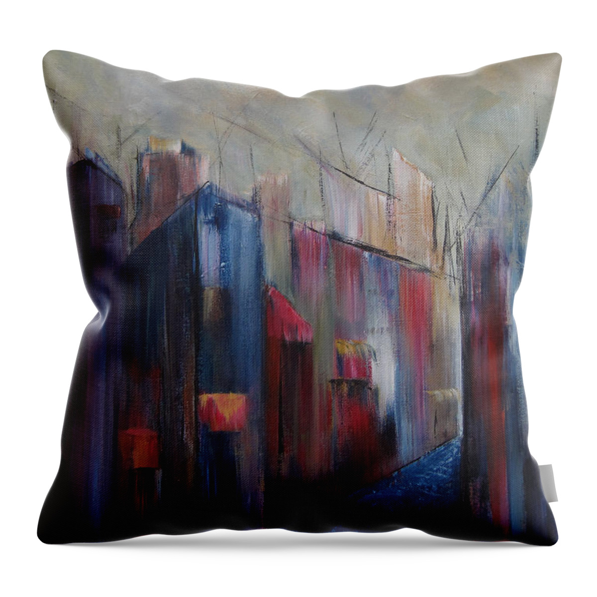 Abstract Throw Pillow featuring the painting Port's Passage by Roberta Rotunda