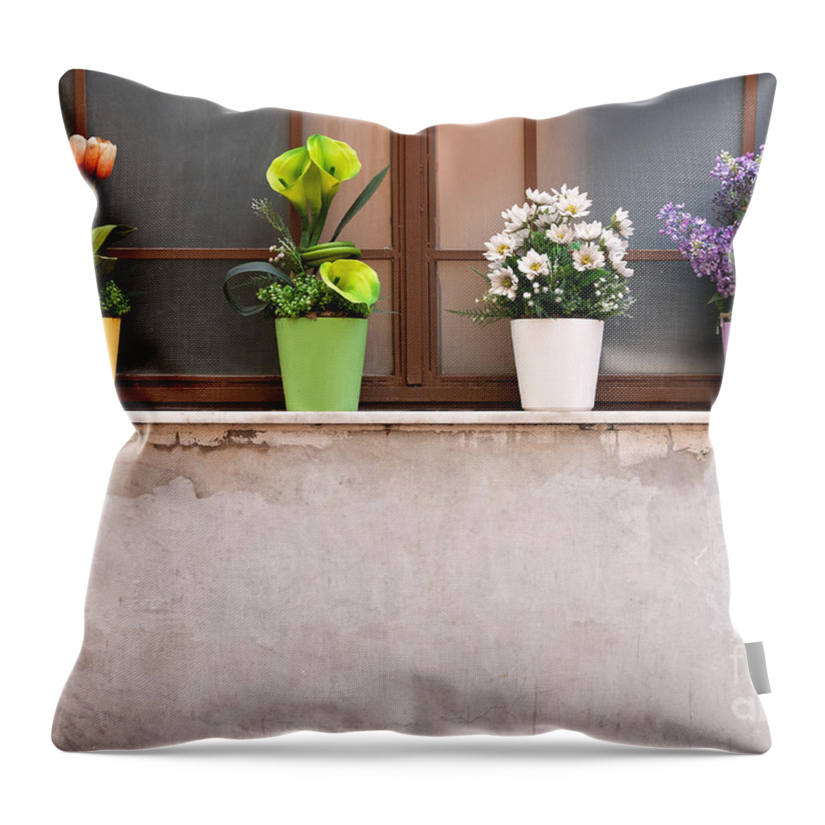 Istanbul Throw Pillow featuring the photograph Potted Flowers 01 by Rick Piper Photography