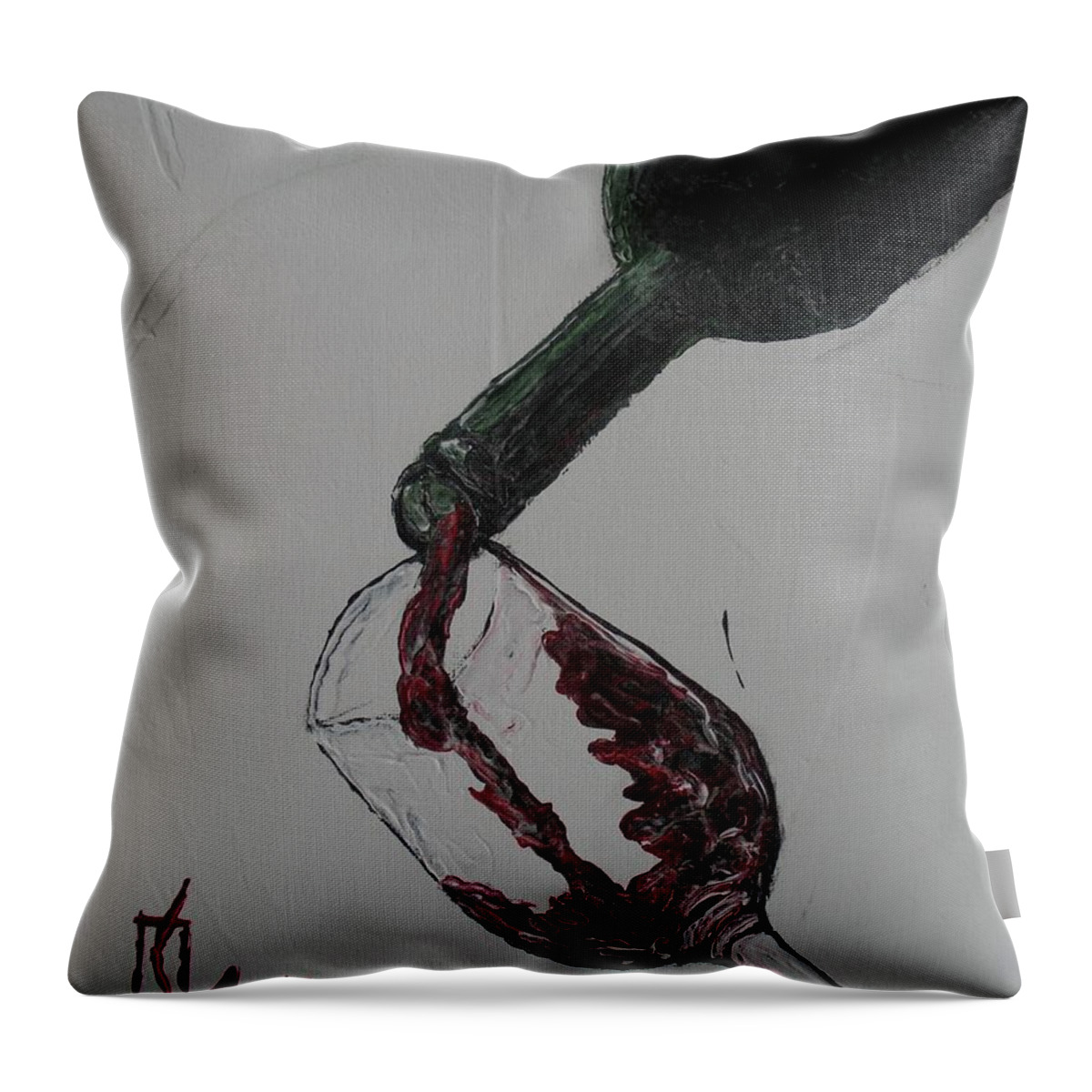 Wine Throw Pillow featuring the painting Pour by Lee Stockwell