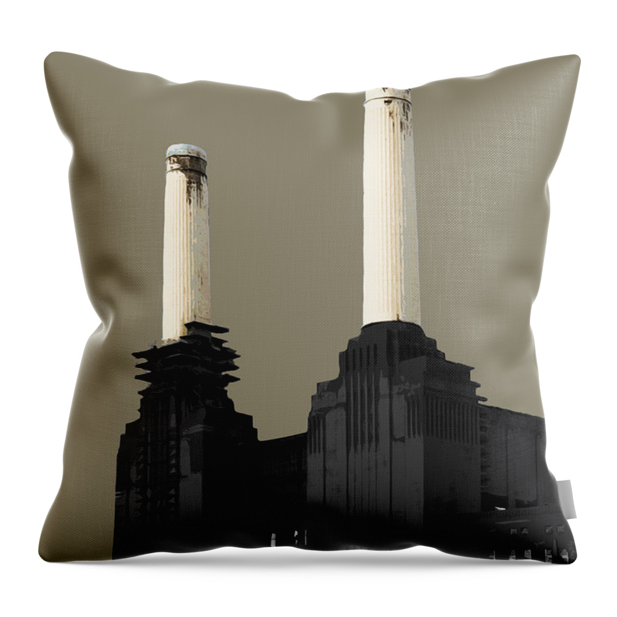 Eye Throw Pillow featuring the mixed media Power - French GREY by BFA Prints