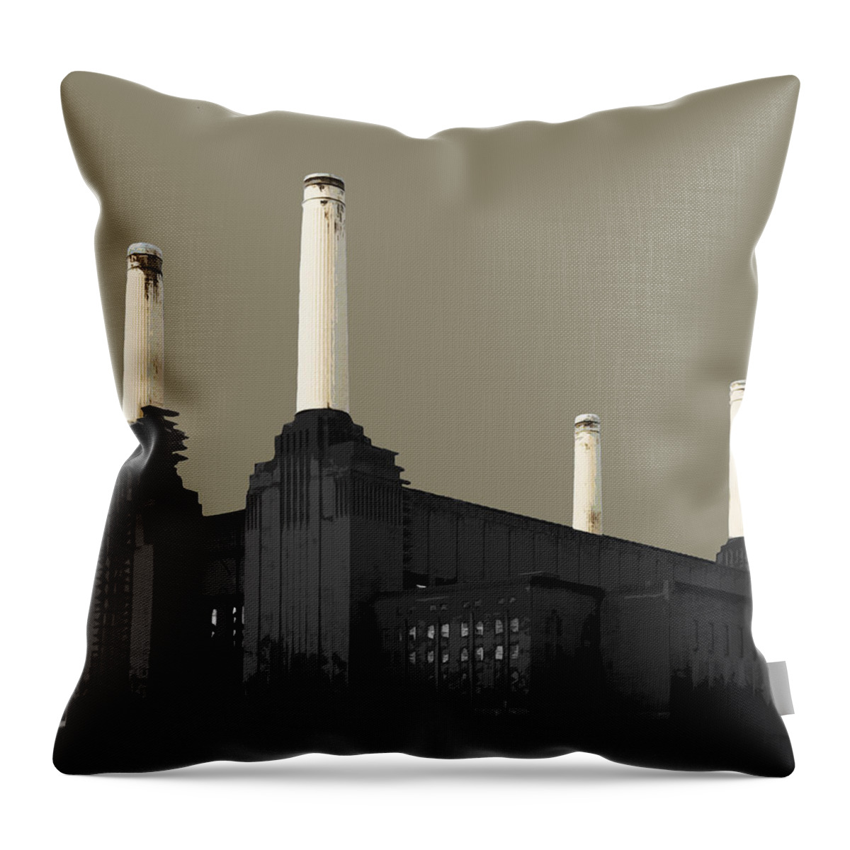 Battersea Throw Pillow featuring the mixed media Power - French GREY #2 by BFA Prints