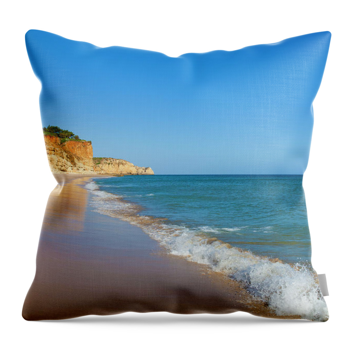 Algarve Throw Pillow featuring the photograph Praia De Porto De Mos, Lagos, Algarve by Werner Dieterich