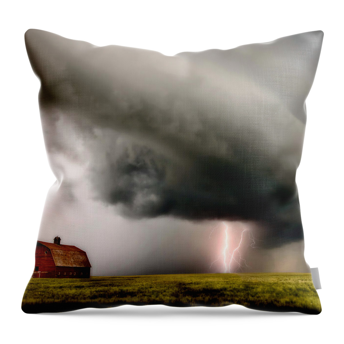 Storm Throw Pillow featuring the photograph Prairie Storm Clouds lightning storm by Mark Duffy