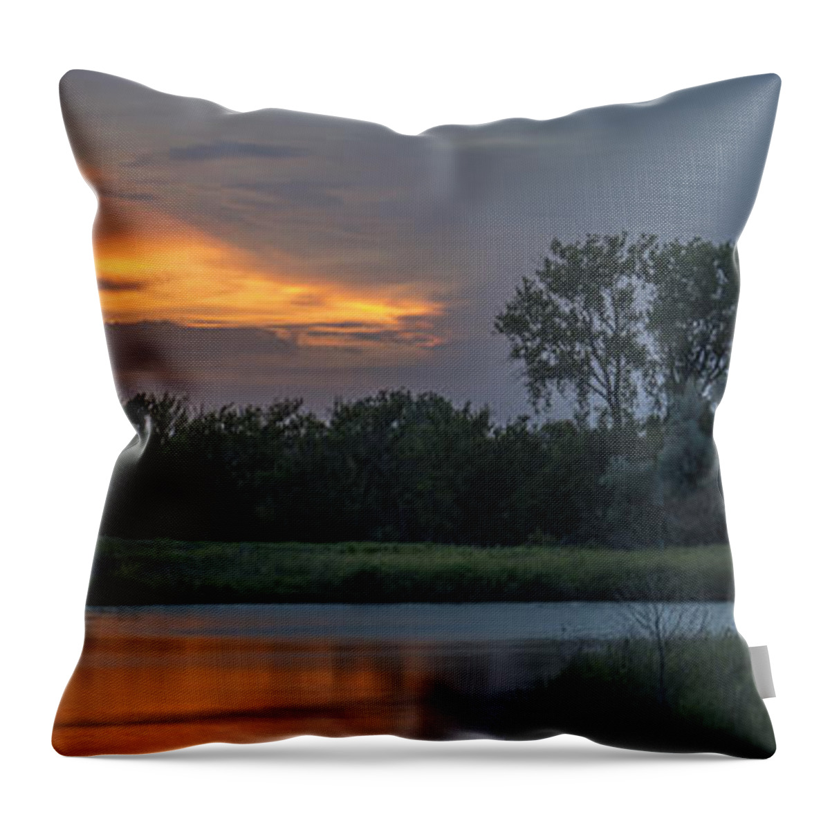 Prairie Throw Pillow featuring the photograph Prairie Wetland Sunset 3 by David Drew