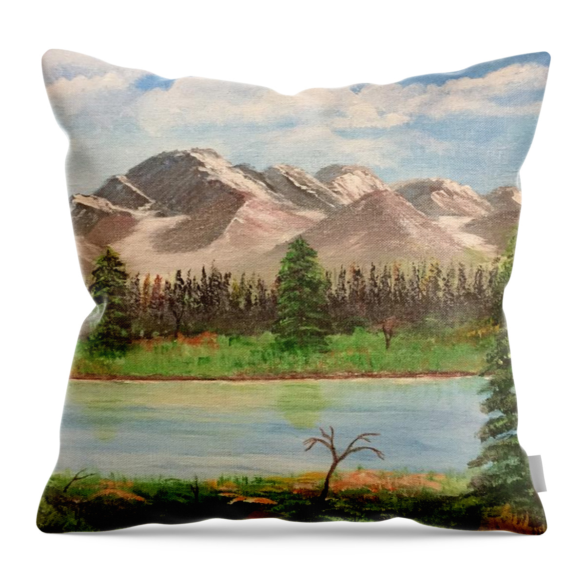  Landscape Throw Pillow featuring the painting Praise His Holy Name by Ronnie Egerton