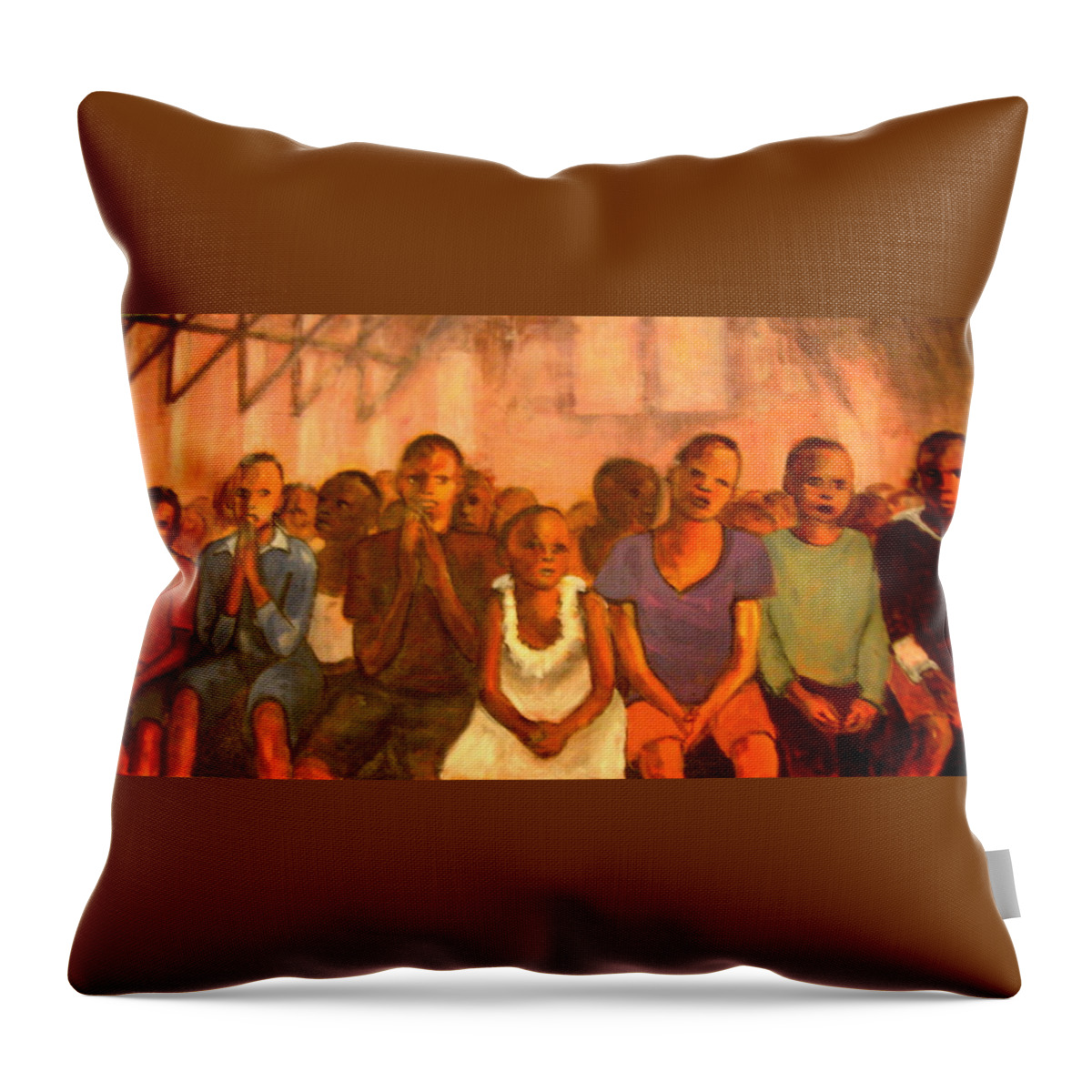 Church Throw Pillow featuring the painting Praise the Lord by Connie Freid