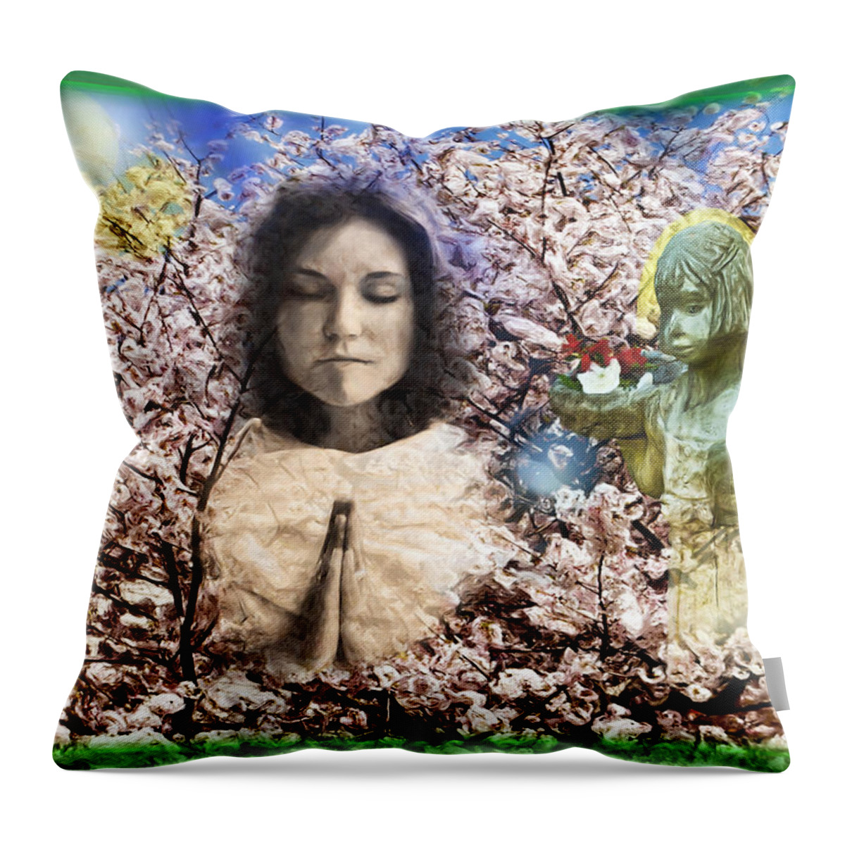 Nature Art Paintings Throw Pillow featuring the photograph Pray For Peace by Ted Azriel