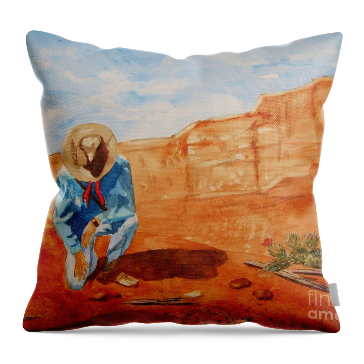 Sedona Throw Pillow featuring the painting Prayer for Earth Mother by Ellen Levinson