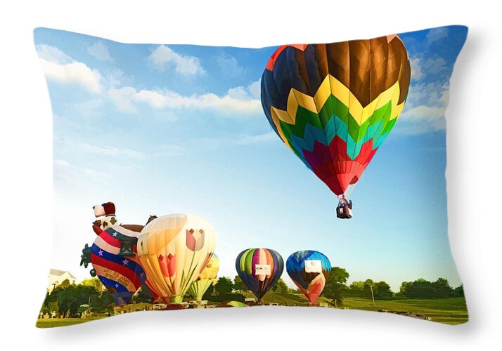 Throw Pillow featuring the photograph Preakness Balloon Festival by Dana Sohr