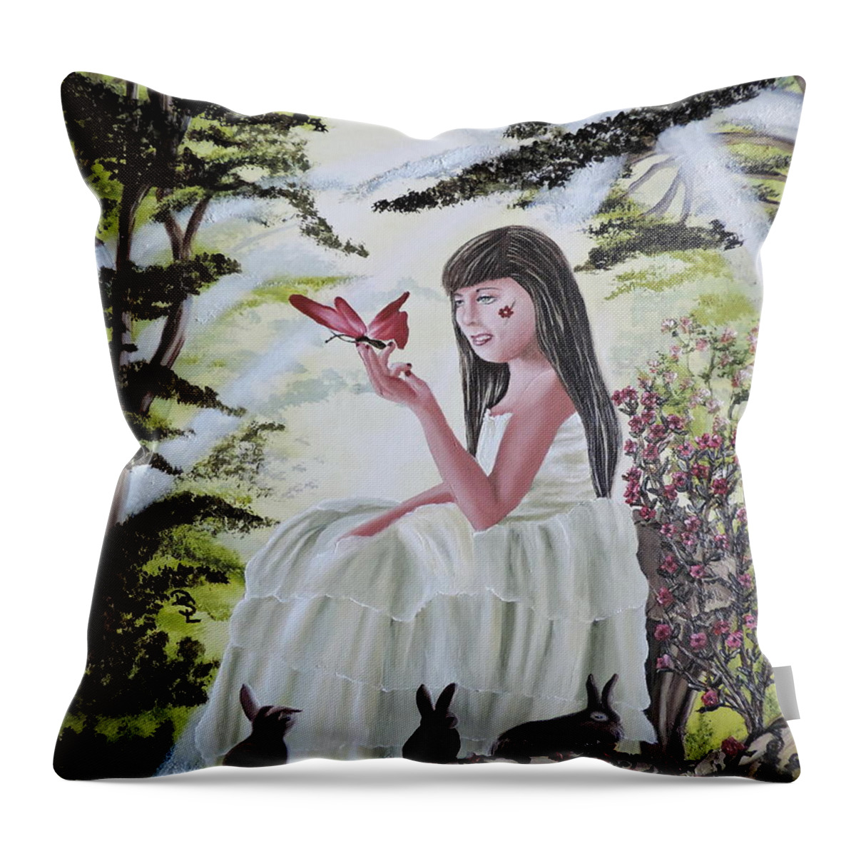 Fantasy Throw Pillow featuring the painting Precious Blessing by Dianna Lewis
