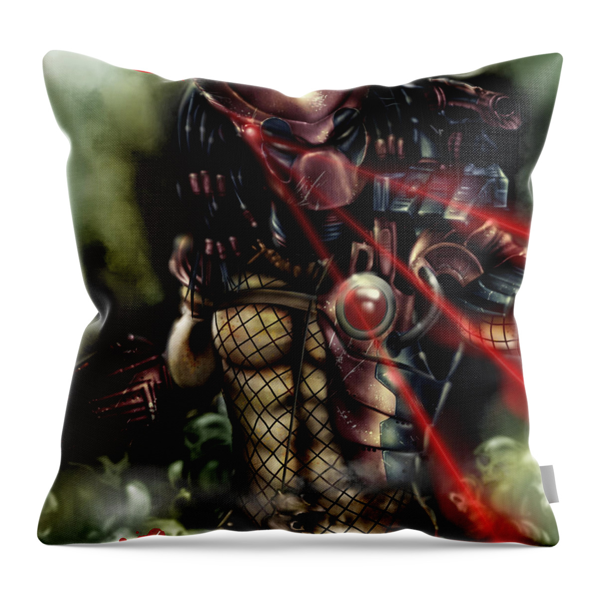 Xmen Throw Pillow featuring the painting Predapool by Pete Tapang