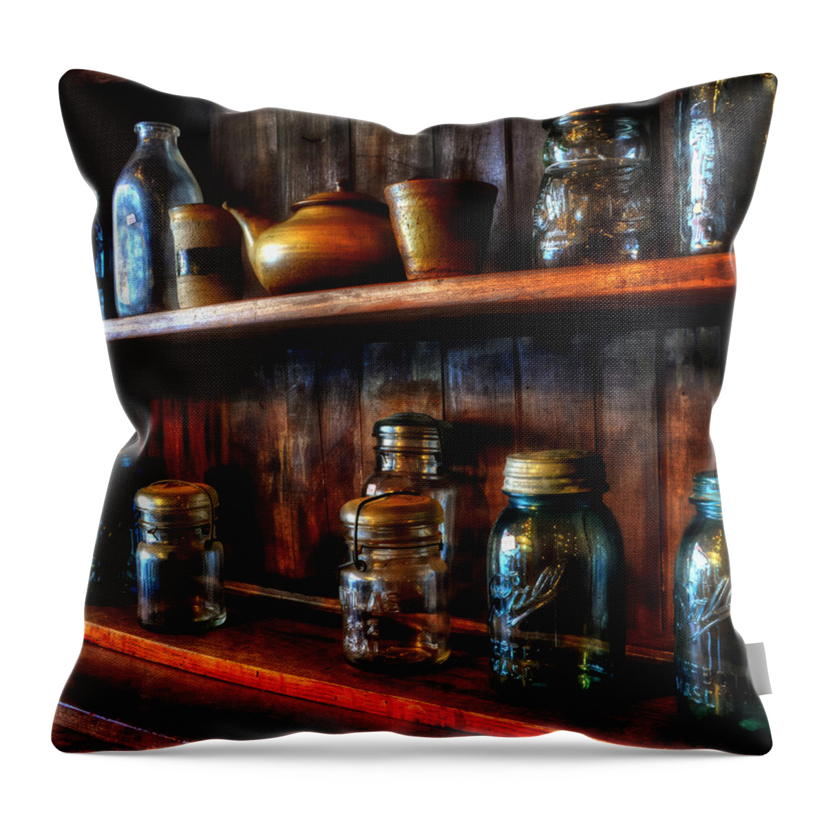 Ball Mason Throw Pillow featuring the photograph Preserving The Past by Greg and Chrystal Mimbs