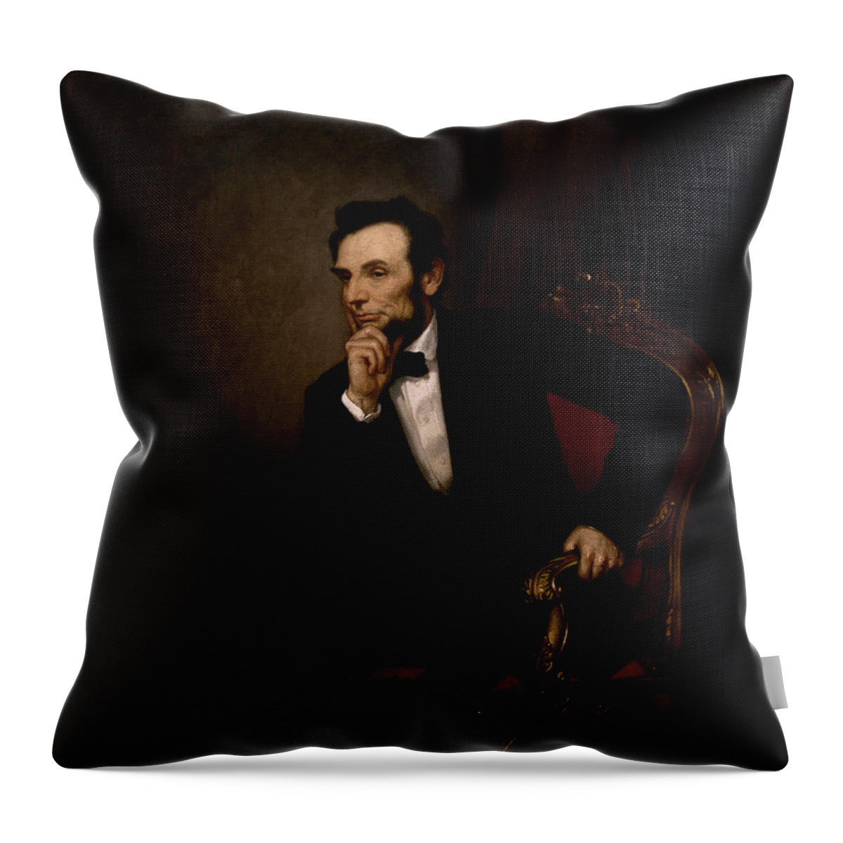 Abraham Lincoln Throw Pillow featuring the painting President Lincoln by War Is Hell Store
