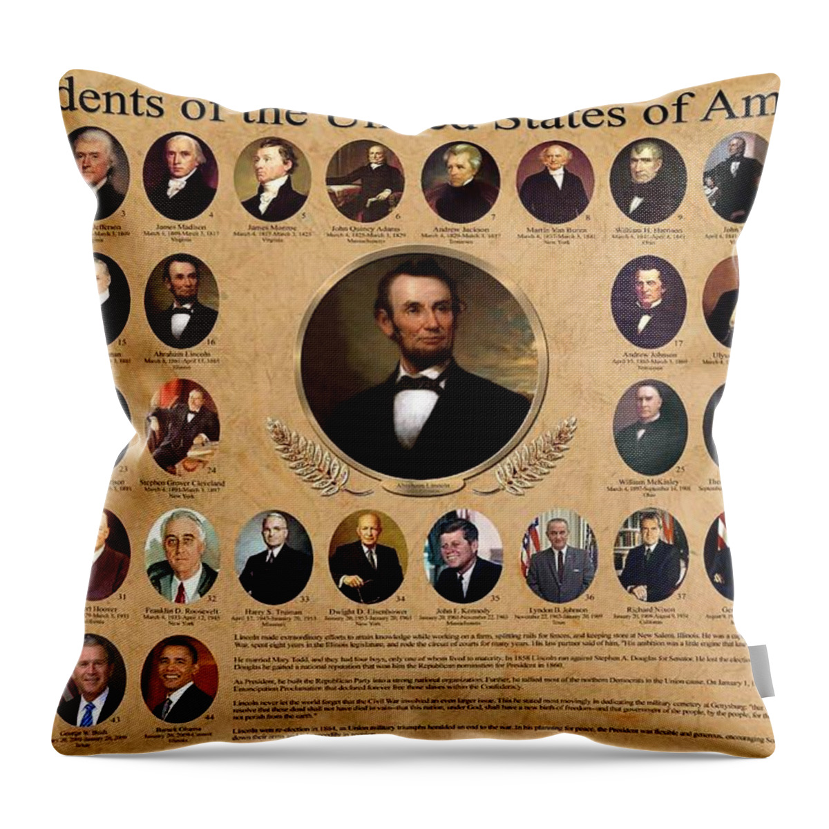 Presidents Of The United States Of America Throw Pillow featuring the digital art Presidents of the United States of America by Georgia Clare