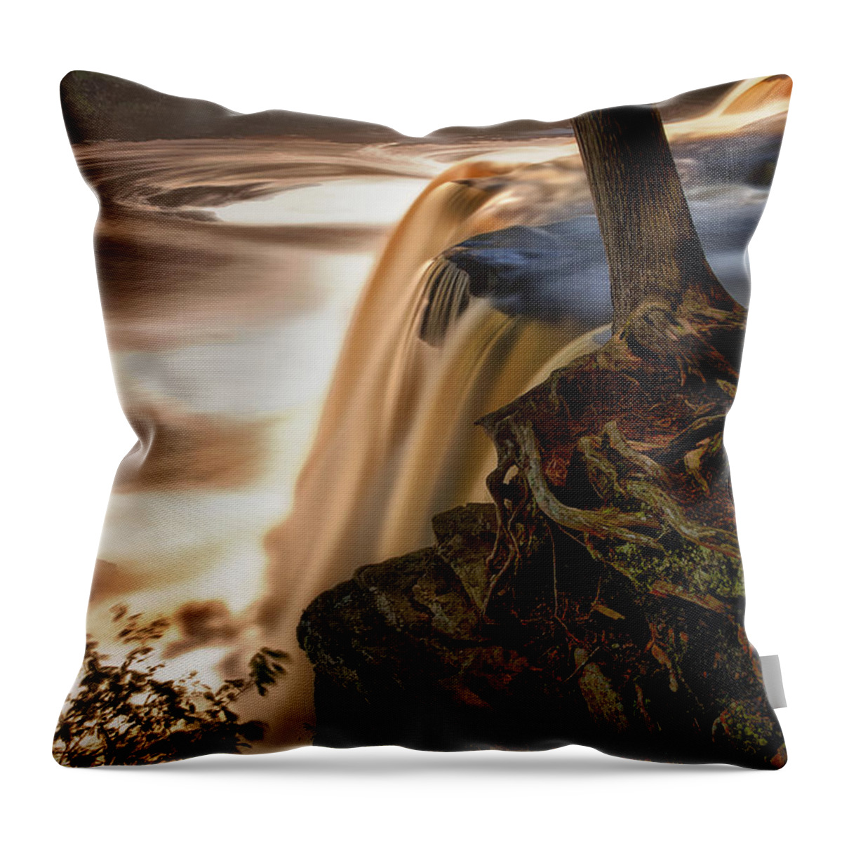 Steve White Throw Pillow featuring the photograph Presque Isle River Falls by Steve White