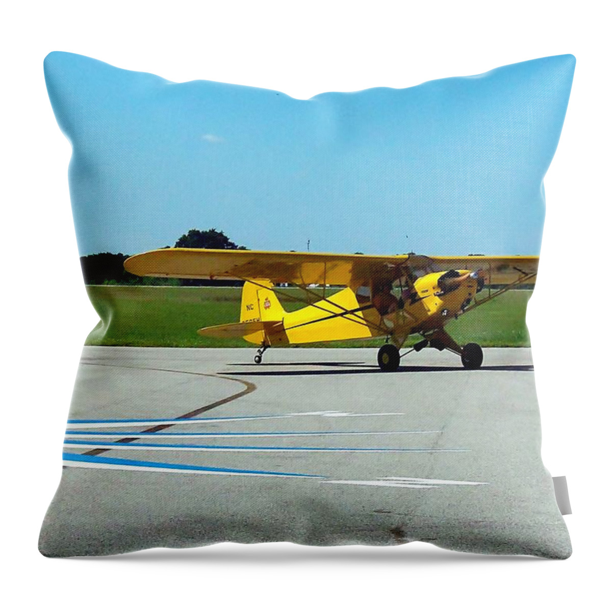 Airplane Throw Pillow featuring the photograph Preston Aviation Piper Cub by Christopher Mercer